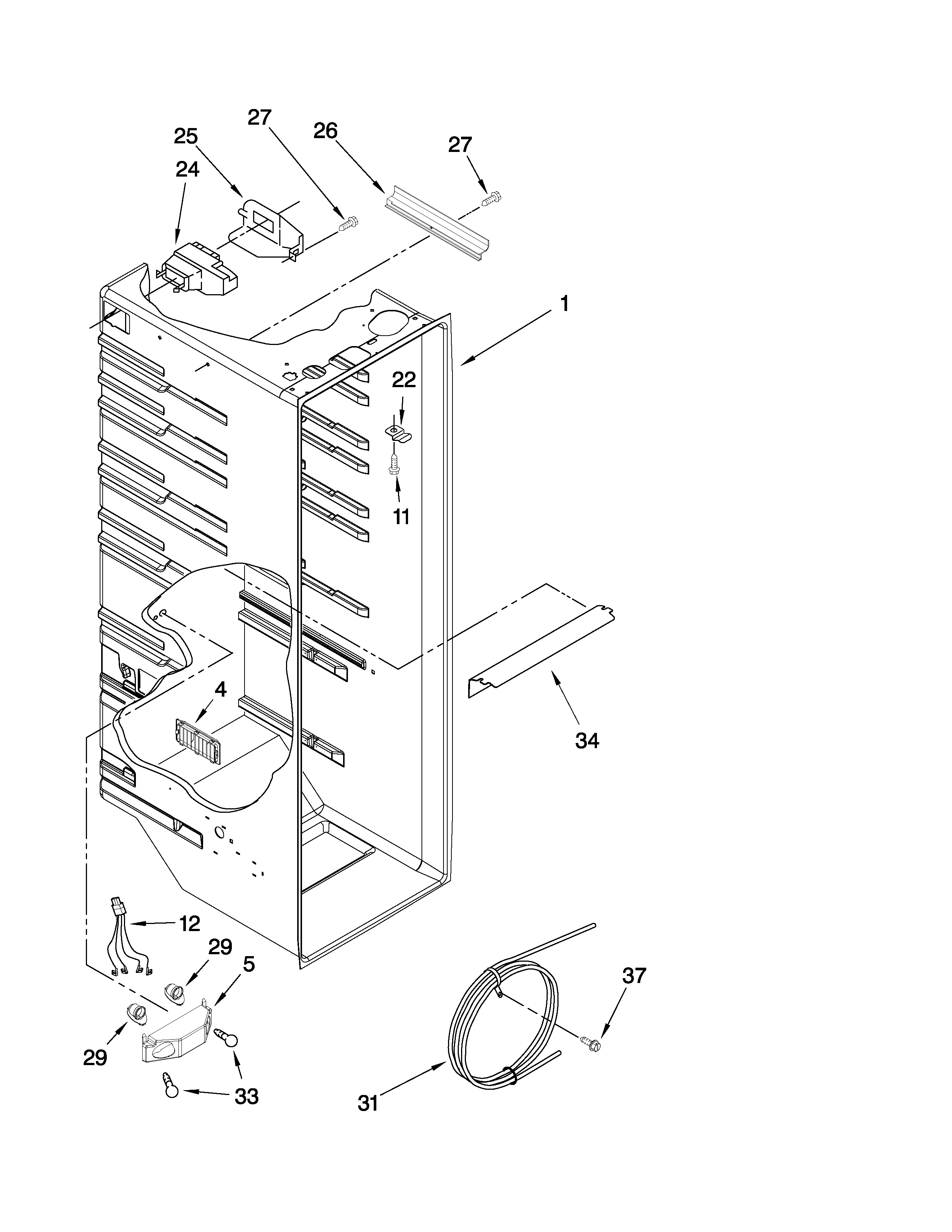 Whirlpool ED2HHEXTL00 refrigerator liner parts diagram