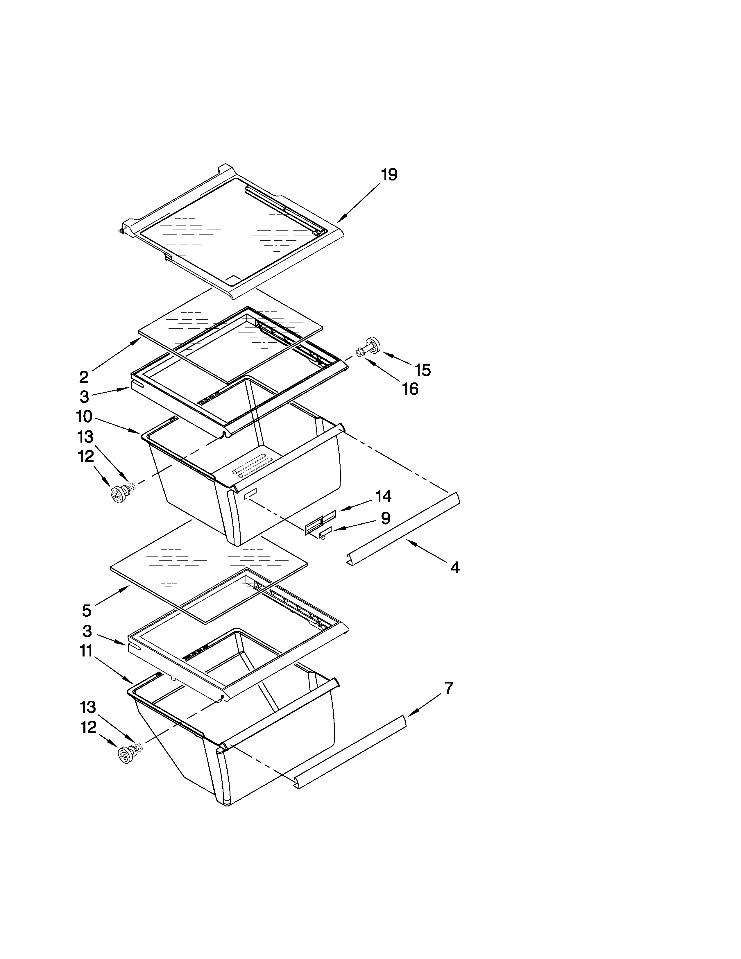 Whirlpool ED2HHEXTL00 refrigerator shelf parts diagram