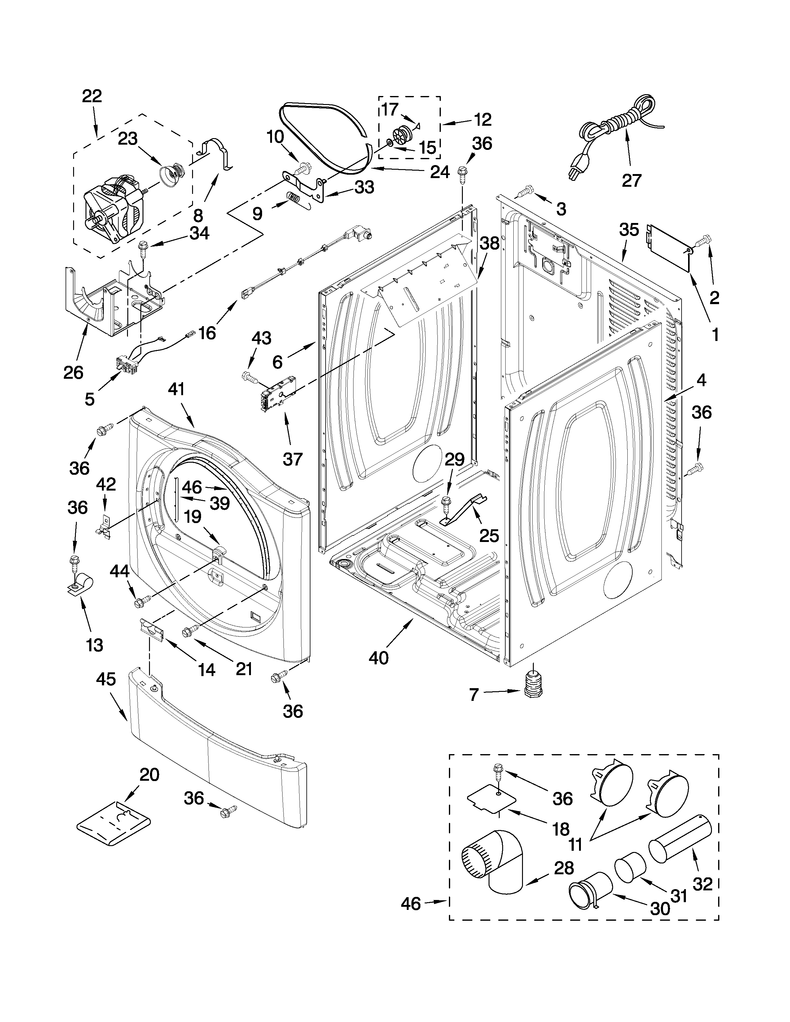 Inglis IGD7300WW0 cabinet parts diagram