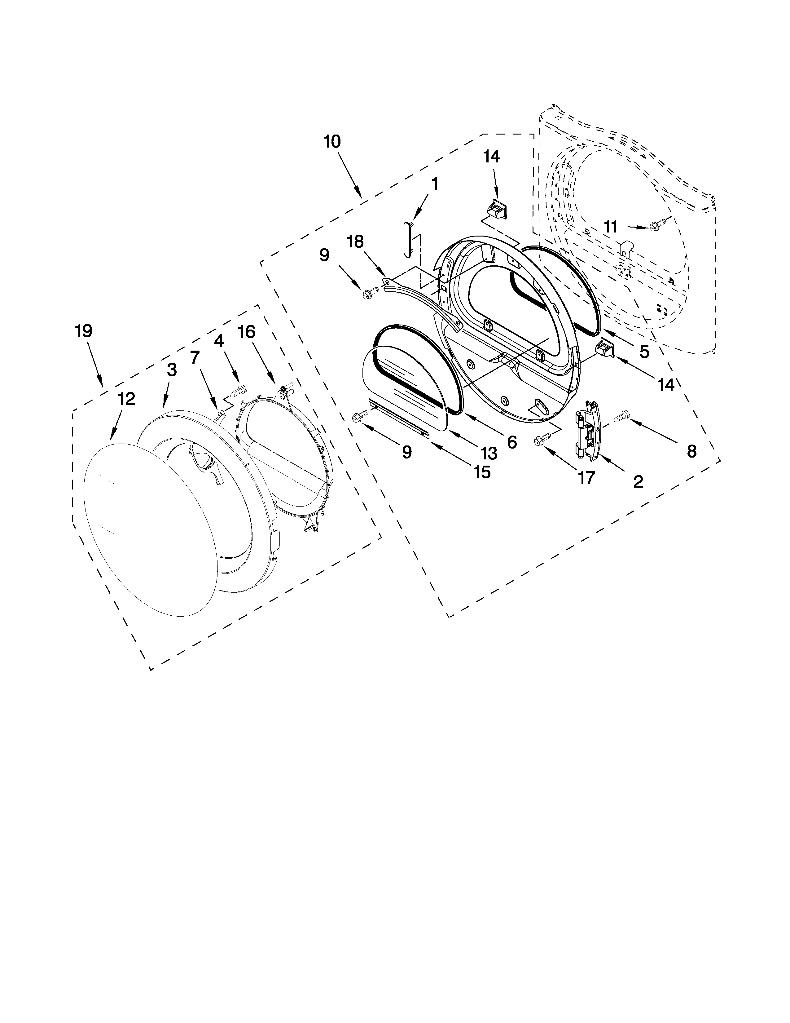 Inglis IGD7300WW0 door parts diagram