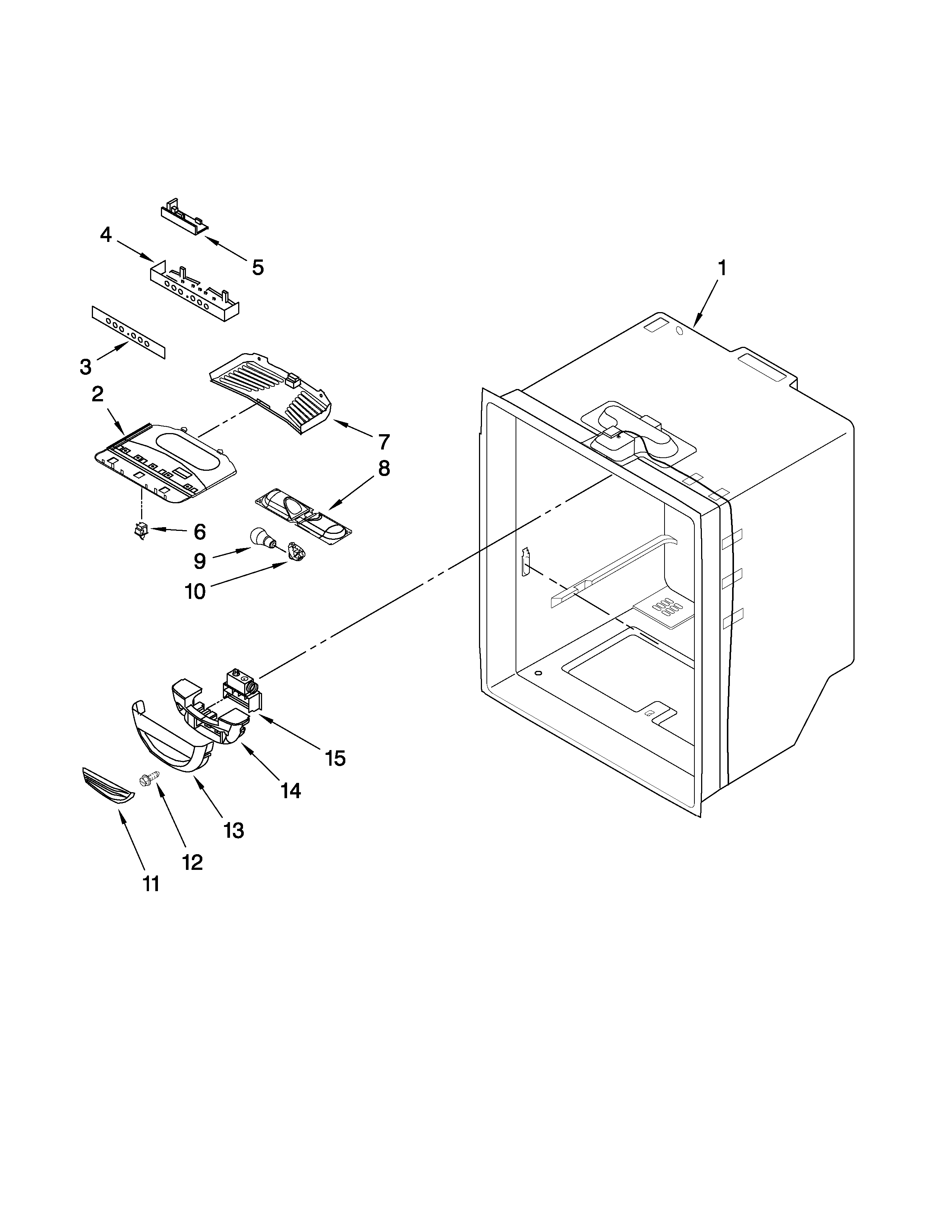 KitchenAid KBLS19KTSS4 refrigerator liner parts diagram