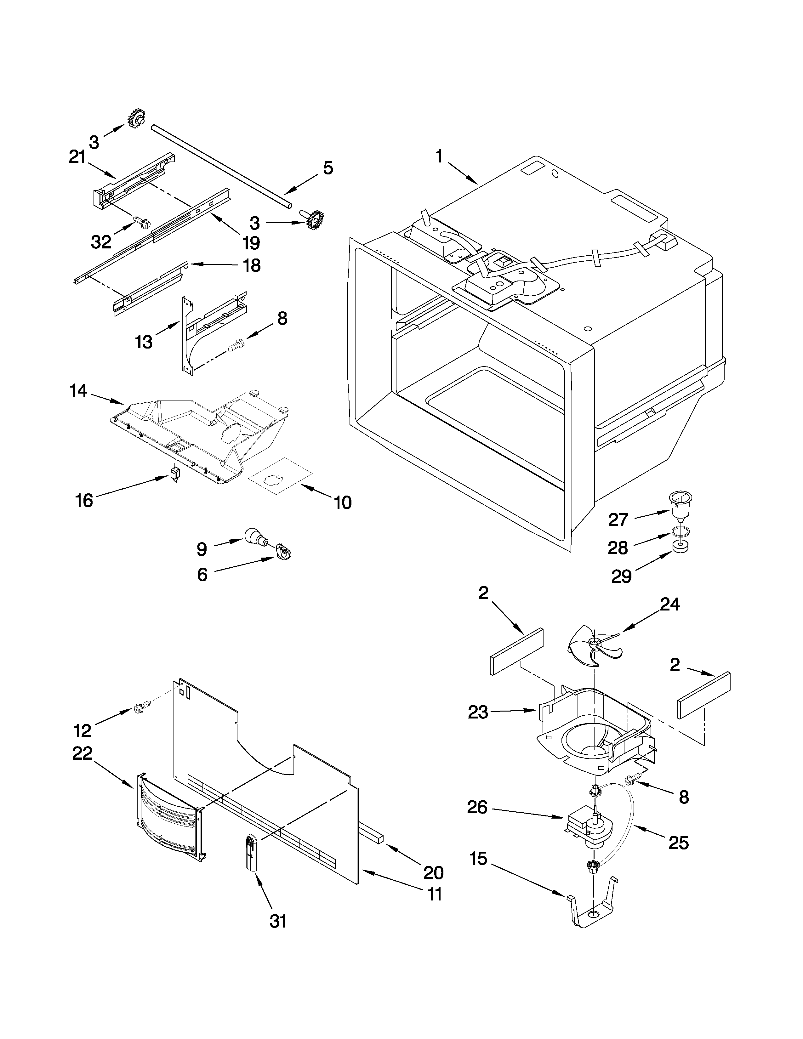 KitchenAid KBLS19KTSS4 freezer liner parts diagram