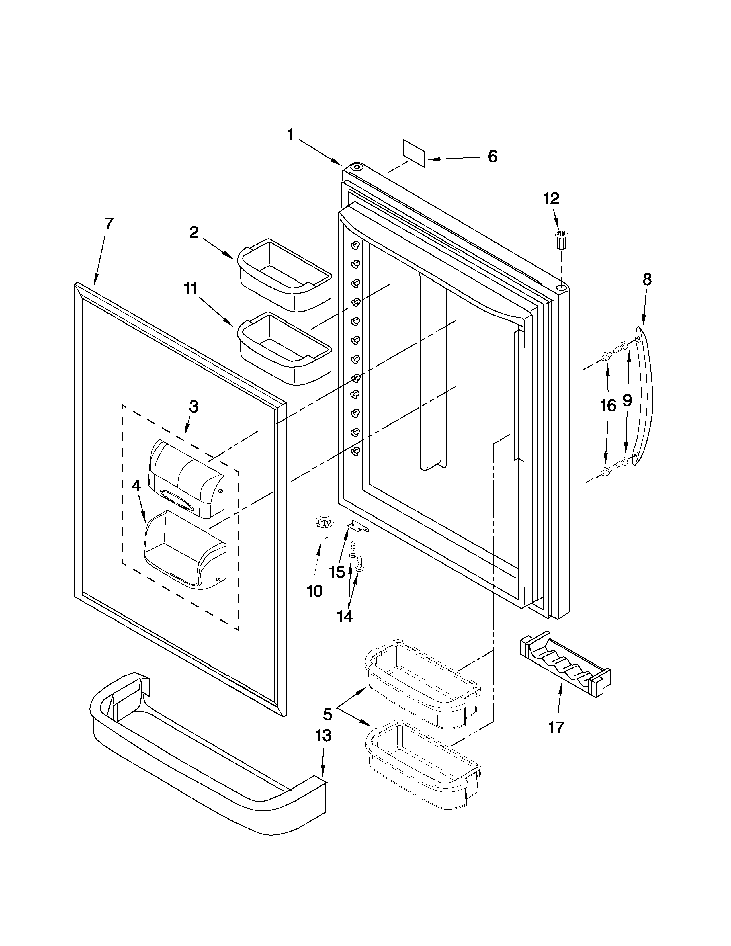 KitchenAid KBLS19KTSS4 refrigerator door parts diagram