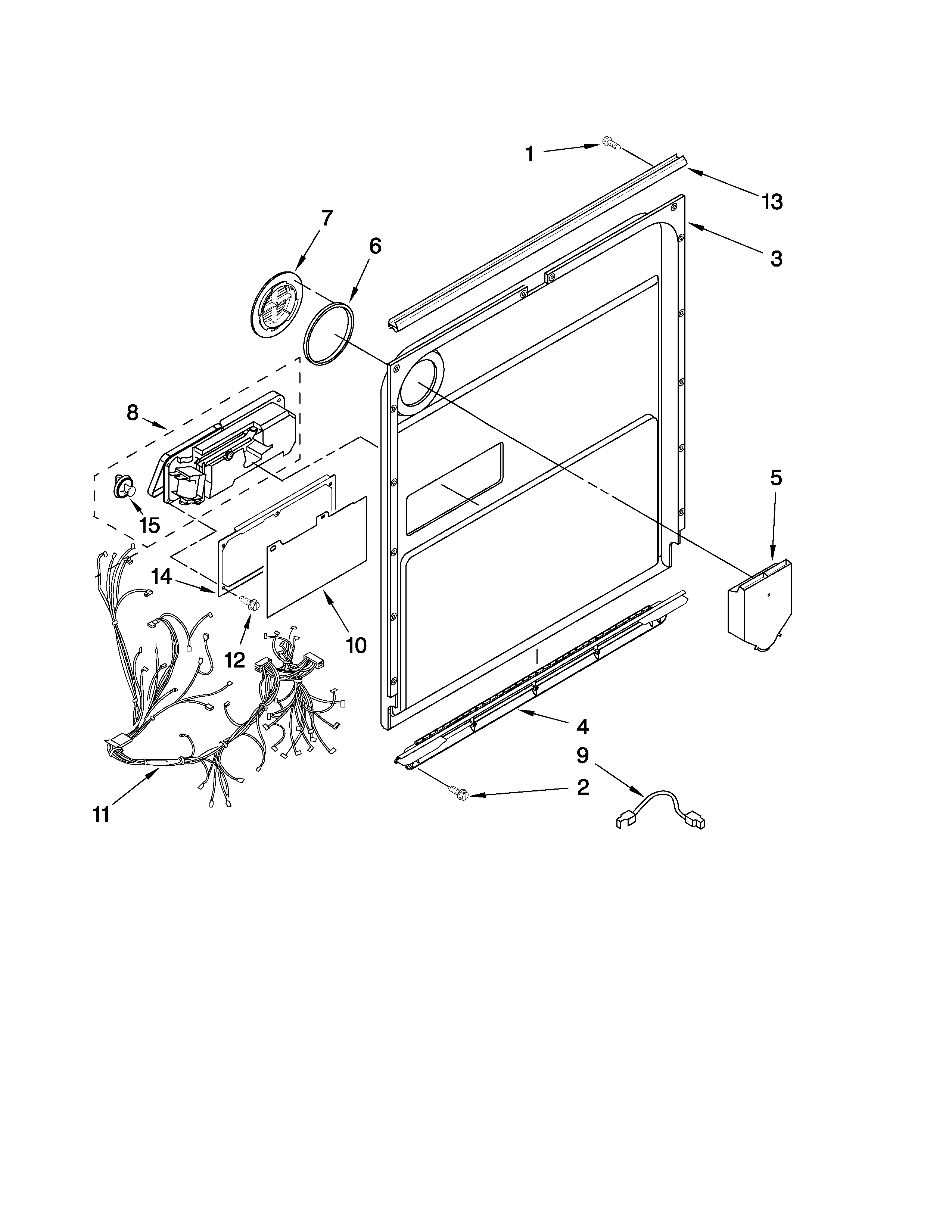 KitchenAid KUDC03FVSS3 door and latch parts diagram