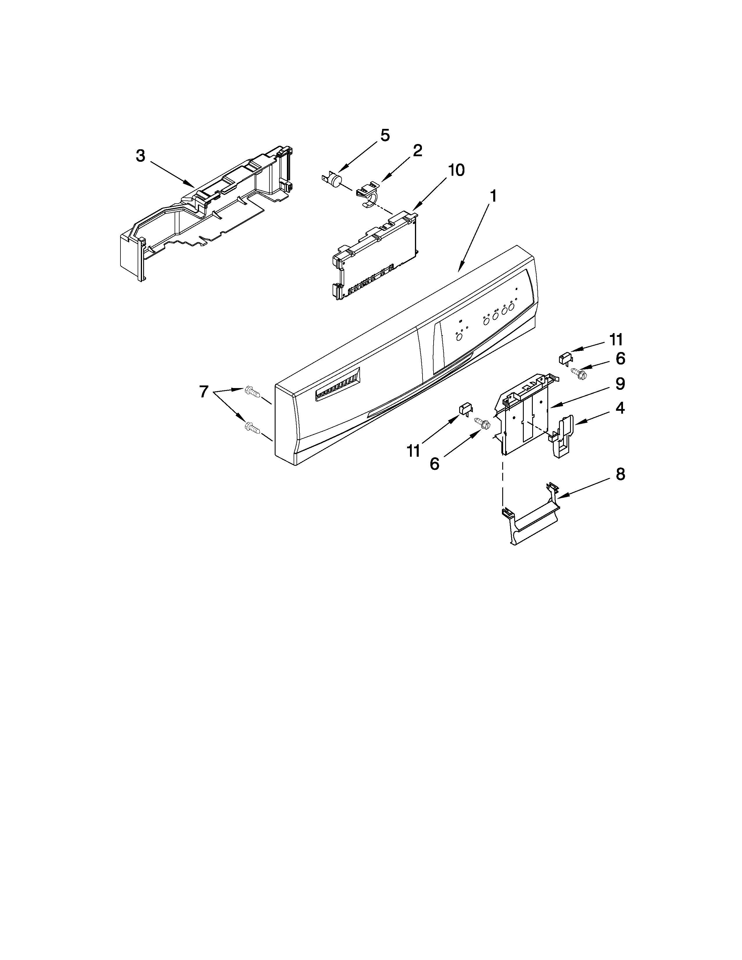 Crosley CUD6710XB0 control panel parts diagram