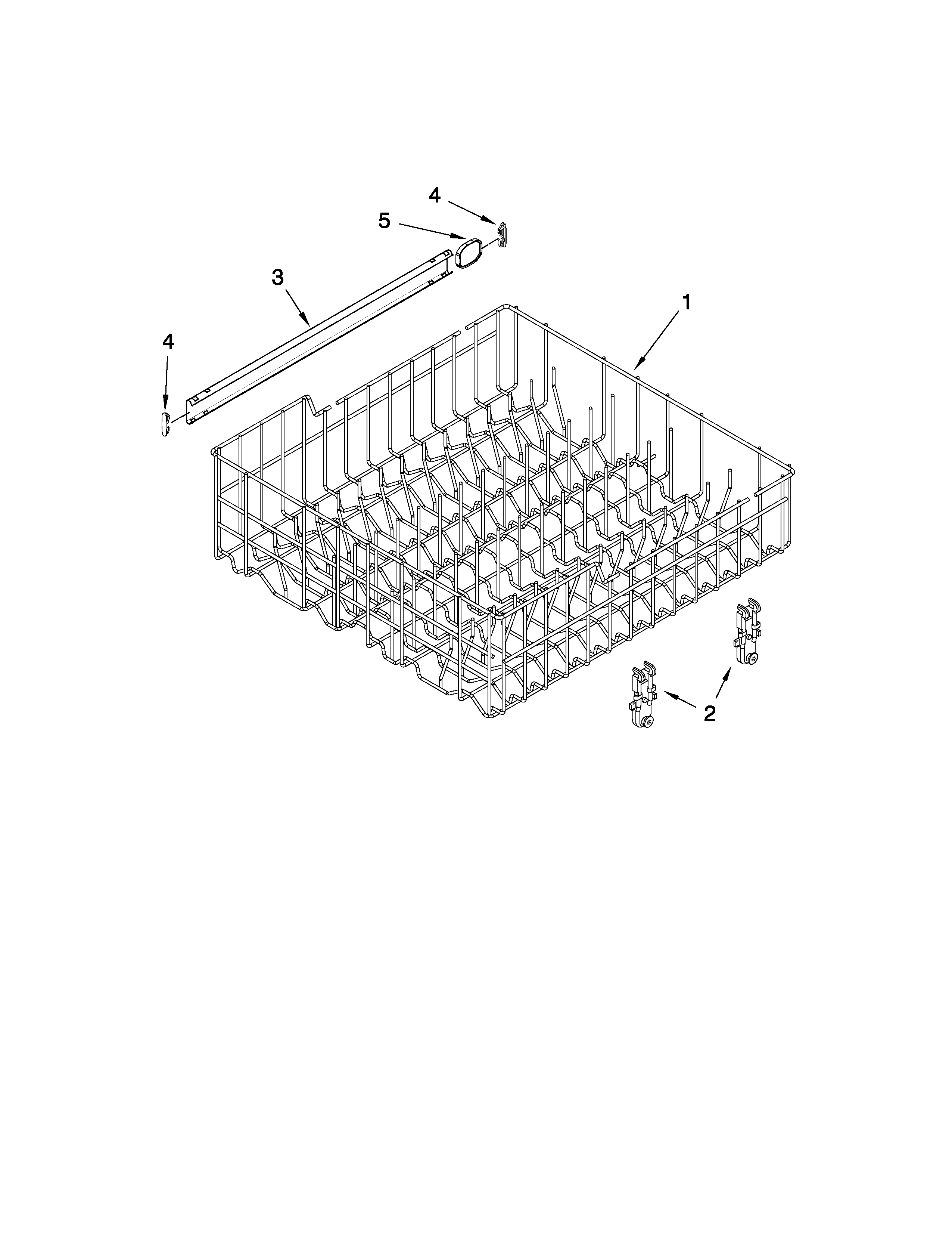Crosley CUD6710XB0 upper rack and track parts diagram