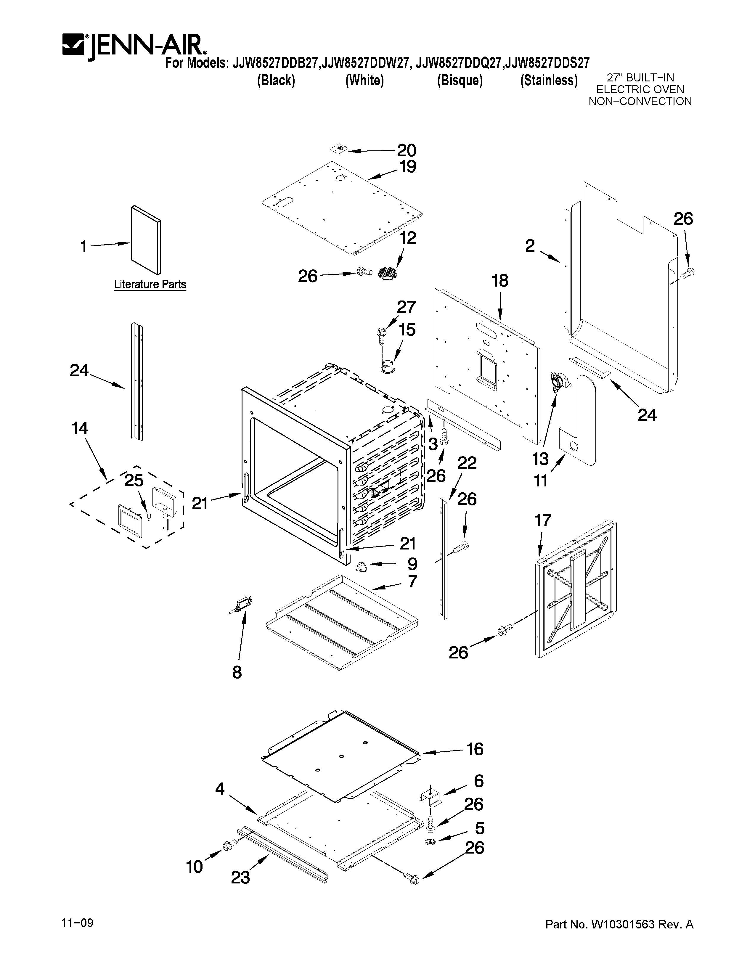 Jenn-Air JJW8527DDQ27 oven parts diagram