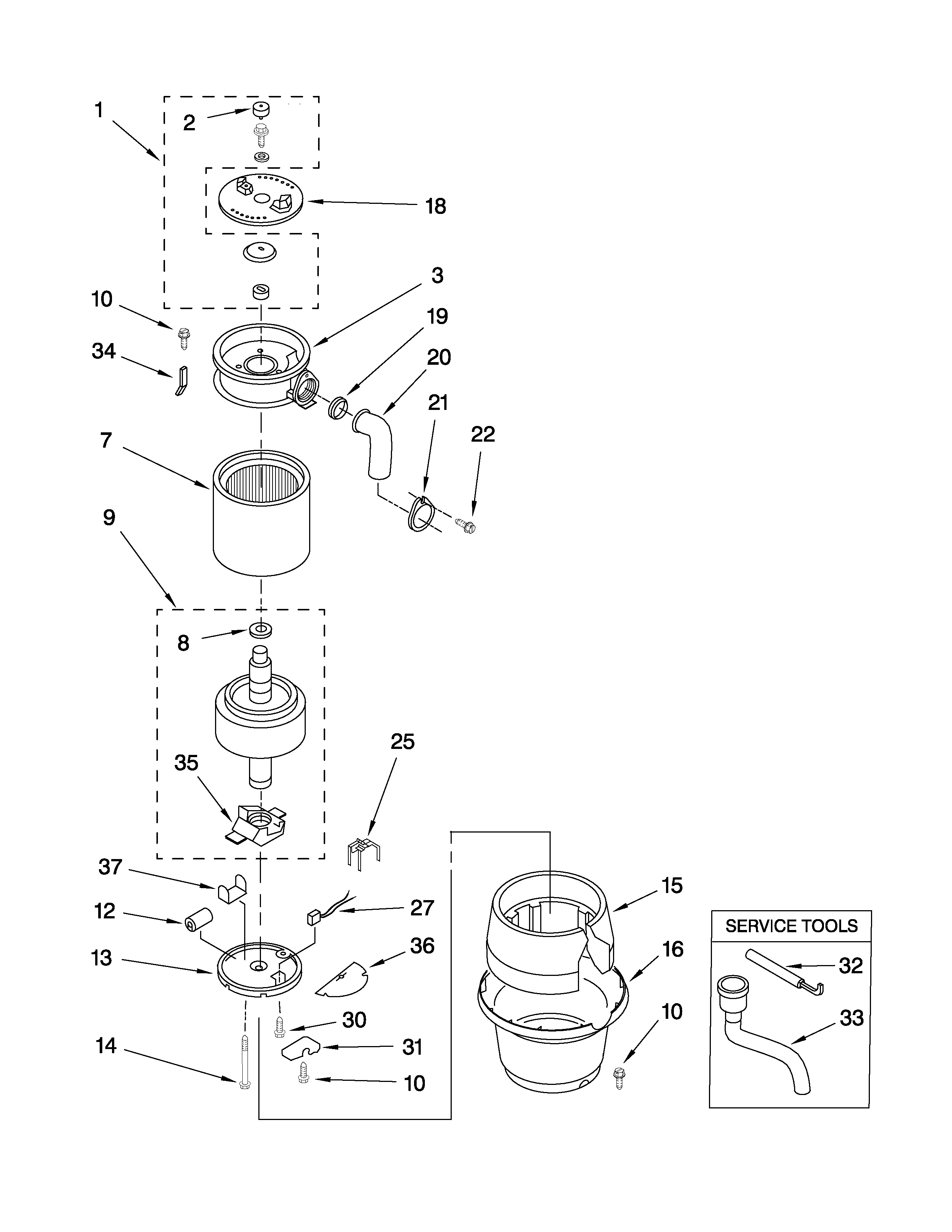 KitchenAid KBDS250X5 lower housing and motor parts diagram