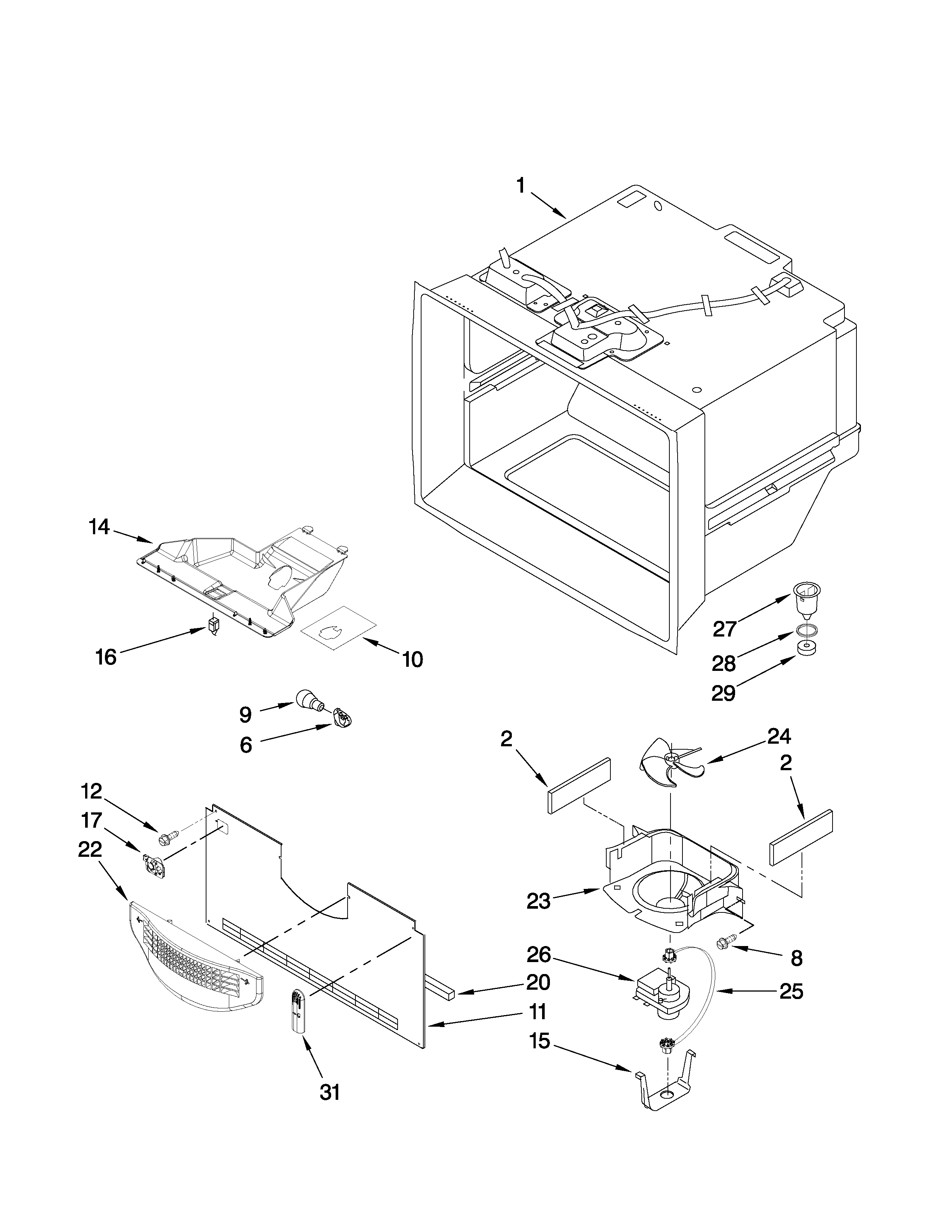 Whirlpool EB9FVBXWB01 freezer liner parts diagram