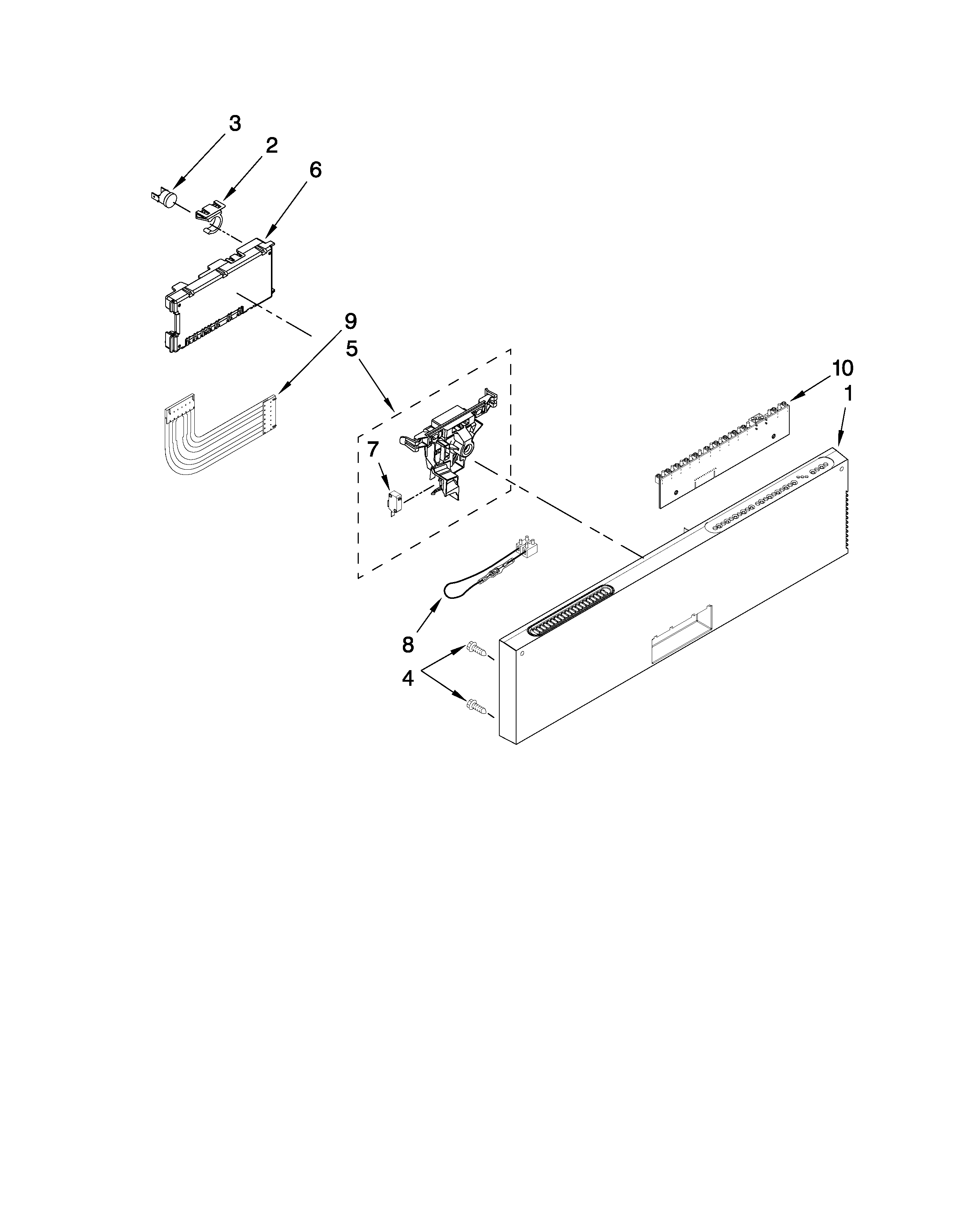 KitchenAid KUDE60FVPA2 control panel parts diagram