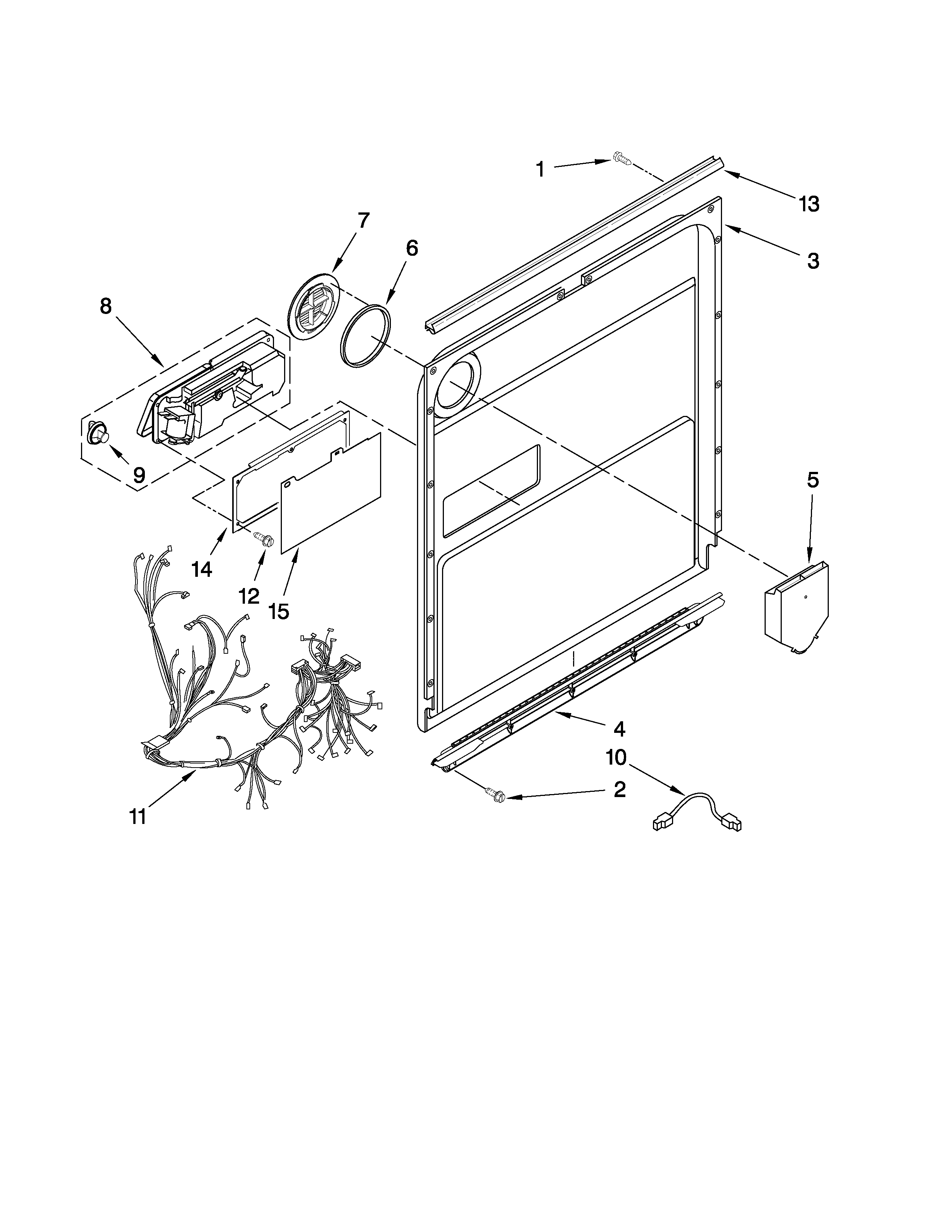 KitchenAid KUDE60FVPA2 door and latch parts diagram