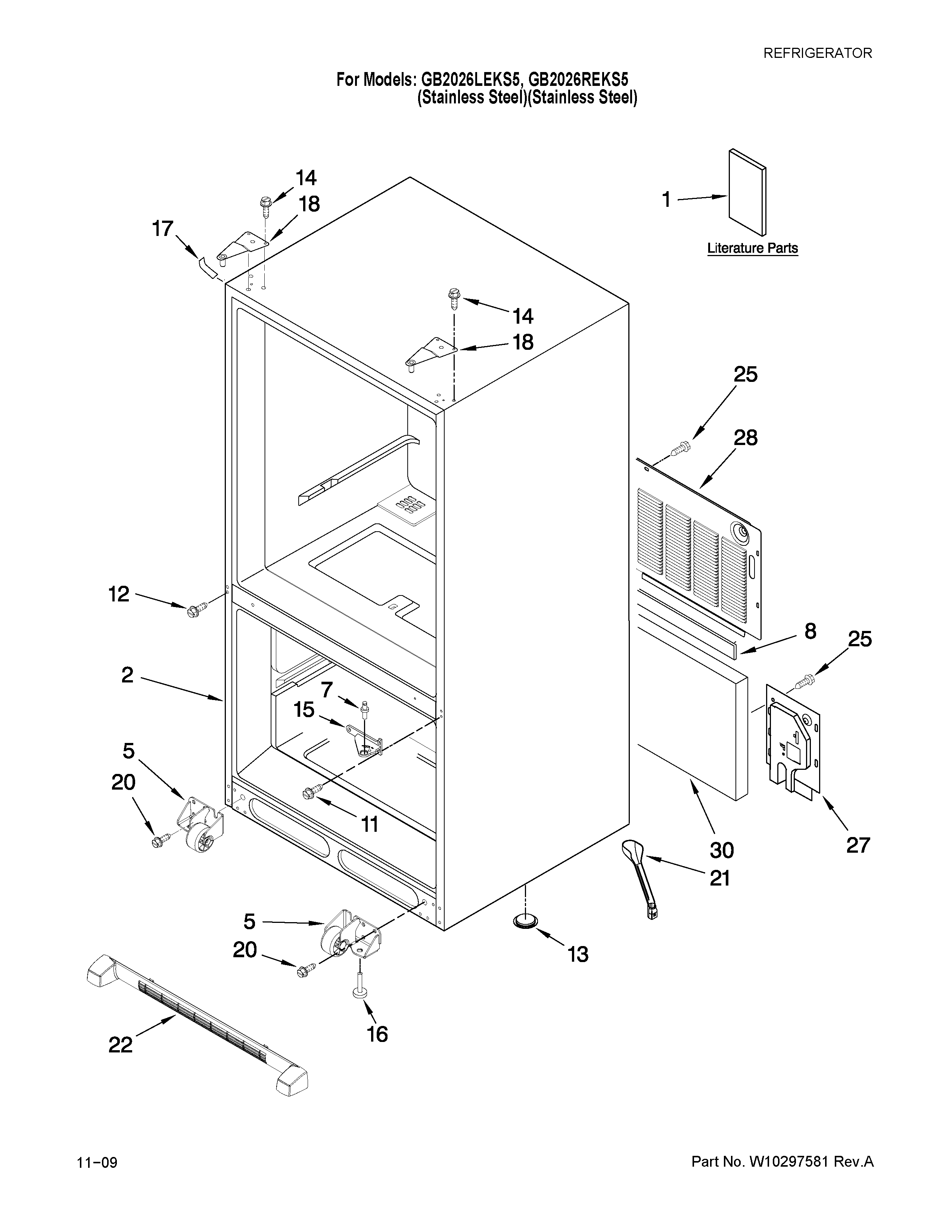 Amana GB2026REKS5 cabinet parts diagram