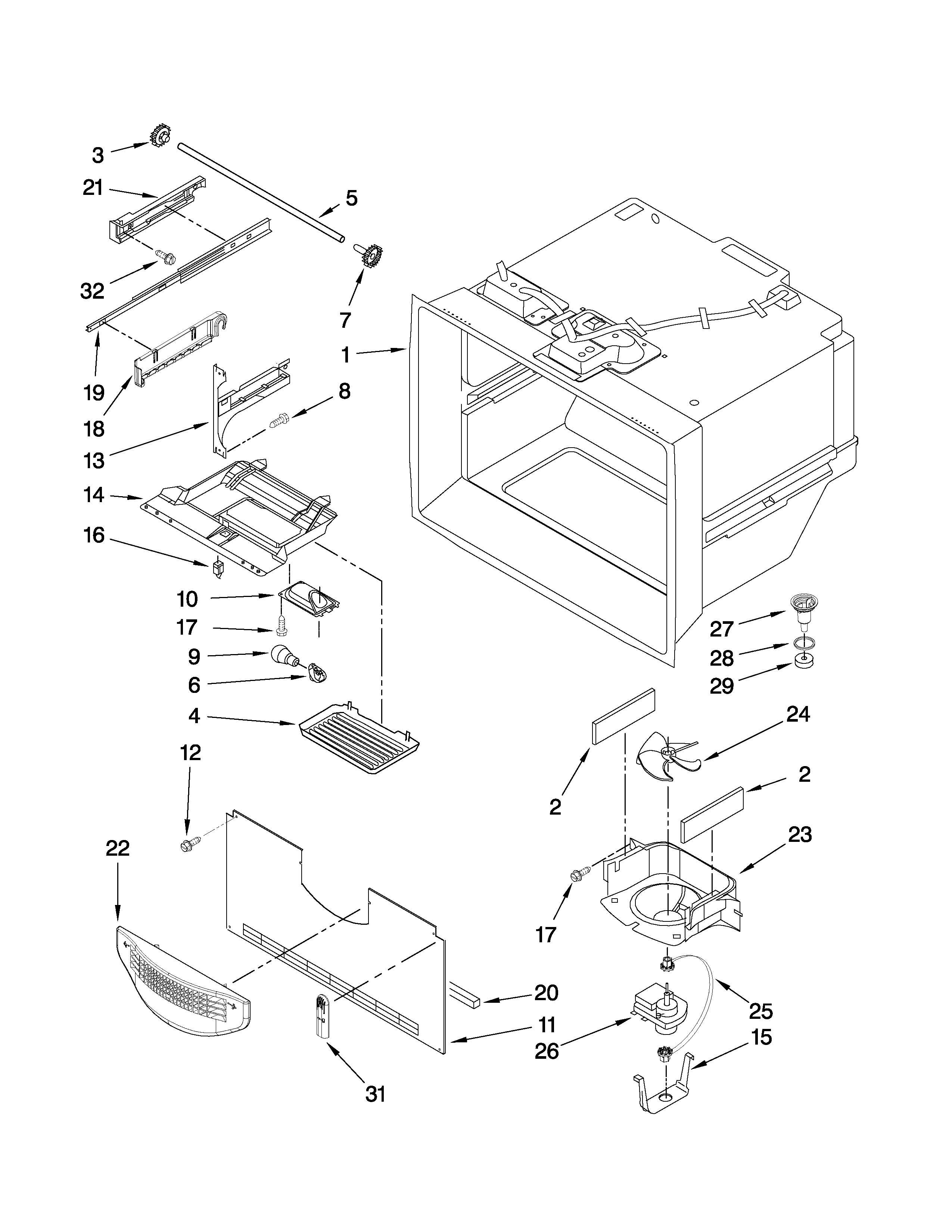 Amana GB2026REKS5 freezer liner parts diagram