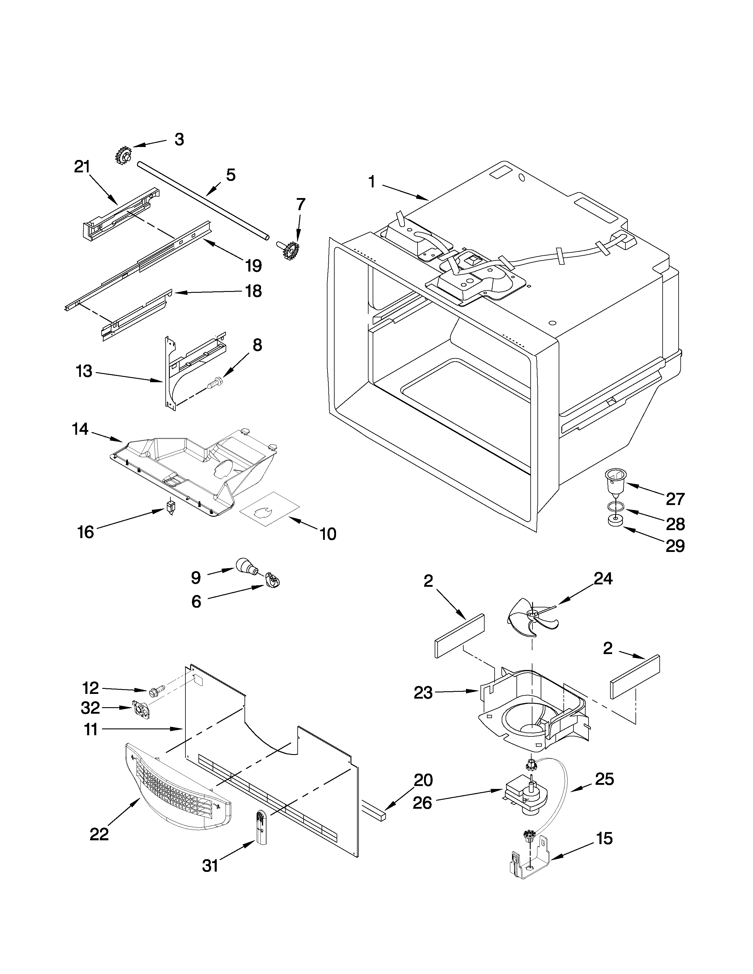 Amana ABB2522FEB3 freezer liner parts diagram