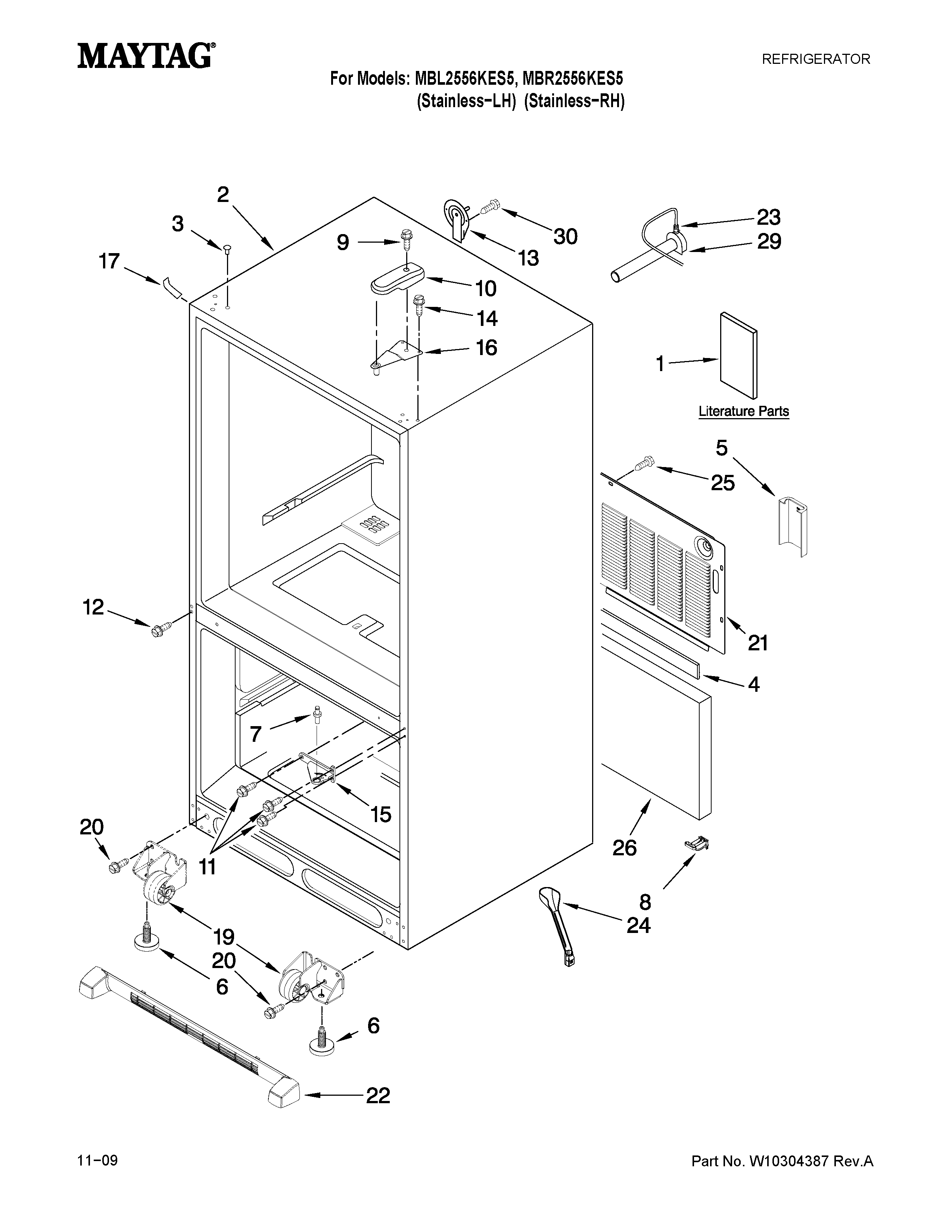 Maytag MBR2556KES5 cabinet parts diagram