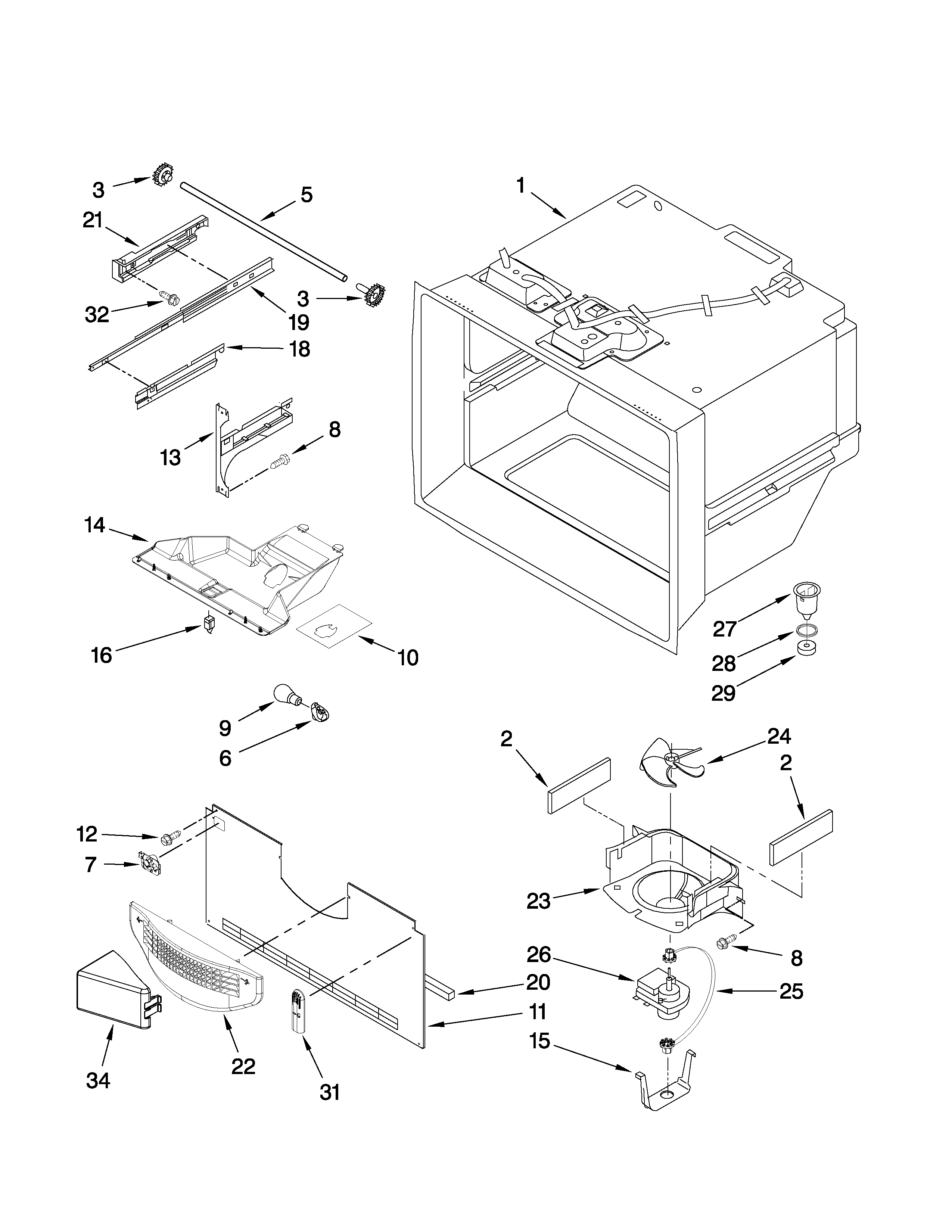 Maytag MBR2556KES5 freezer liner parts diagram