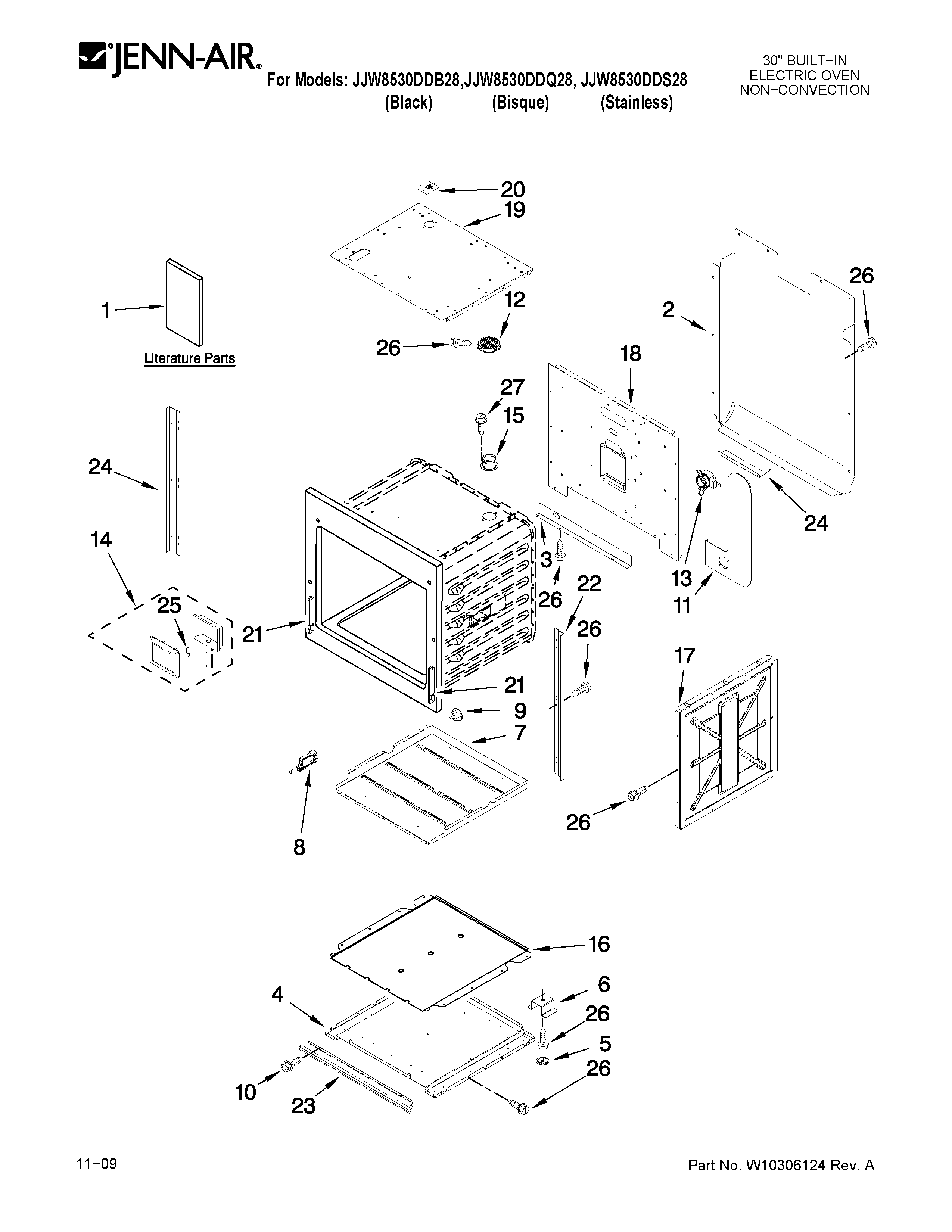 Jenn-Air JJW8530DDQ28 oven parts diagram
