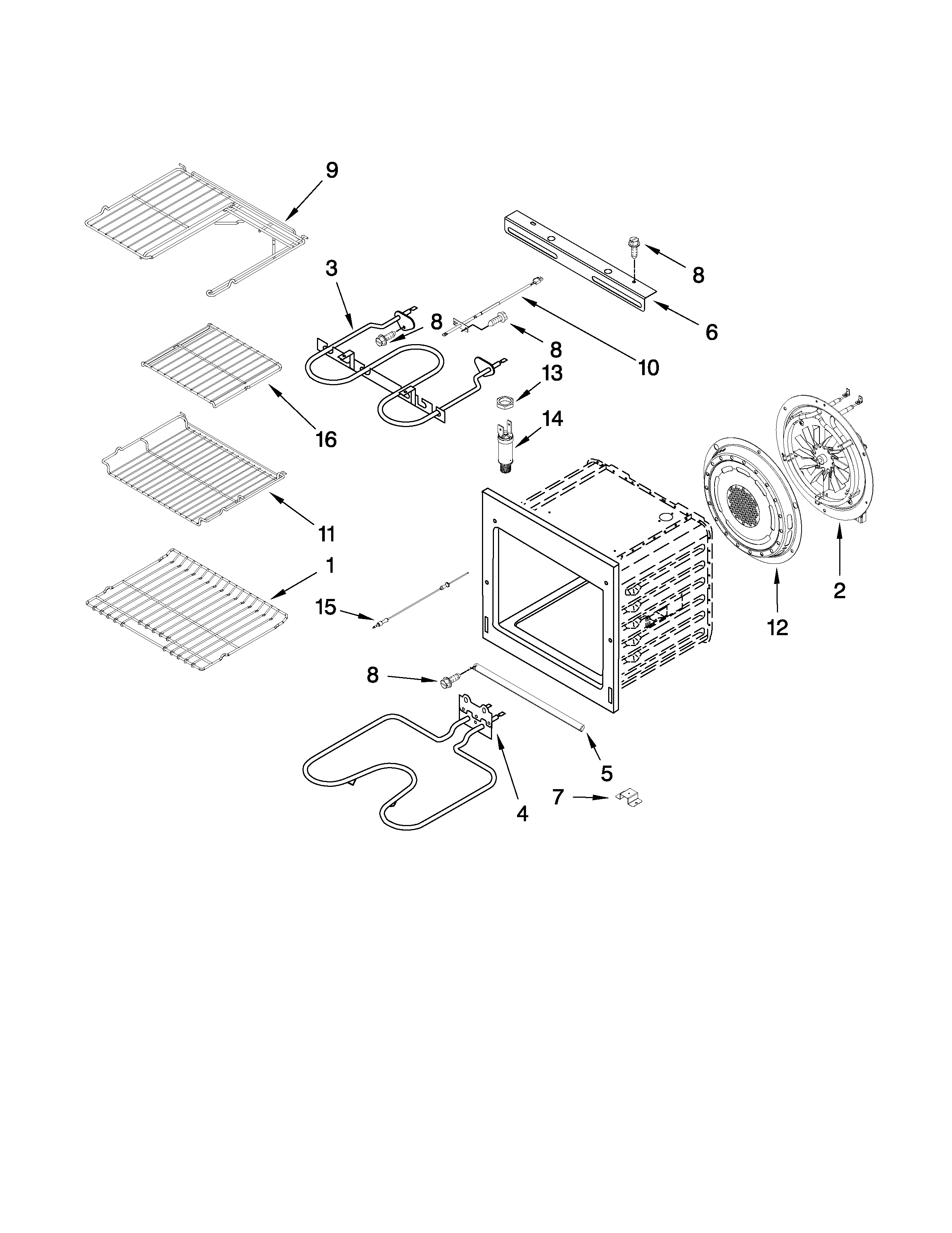 Jenn-Air JJW9527DDS29 internal oven parts diagram