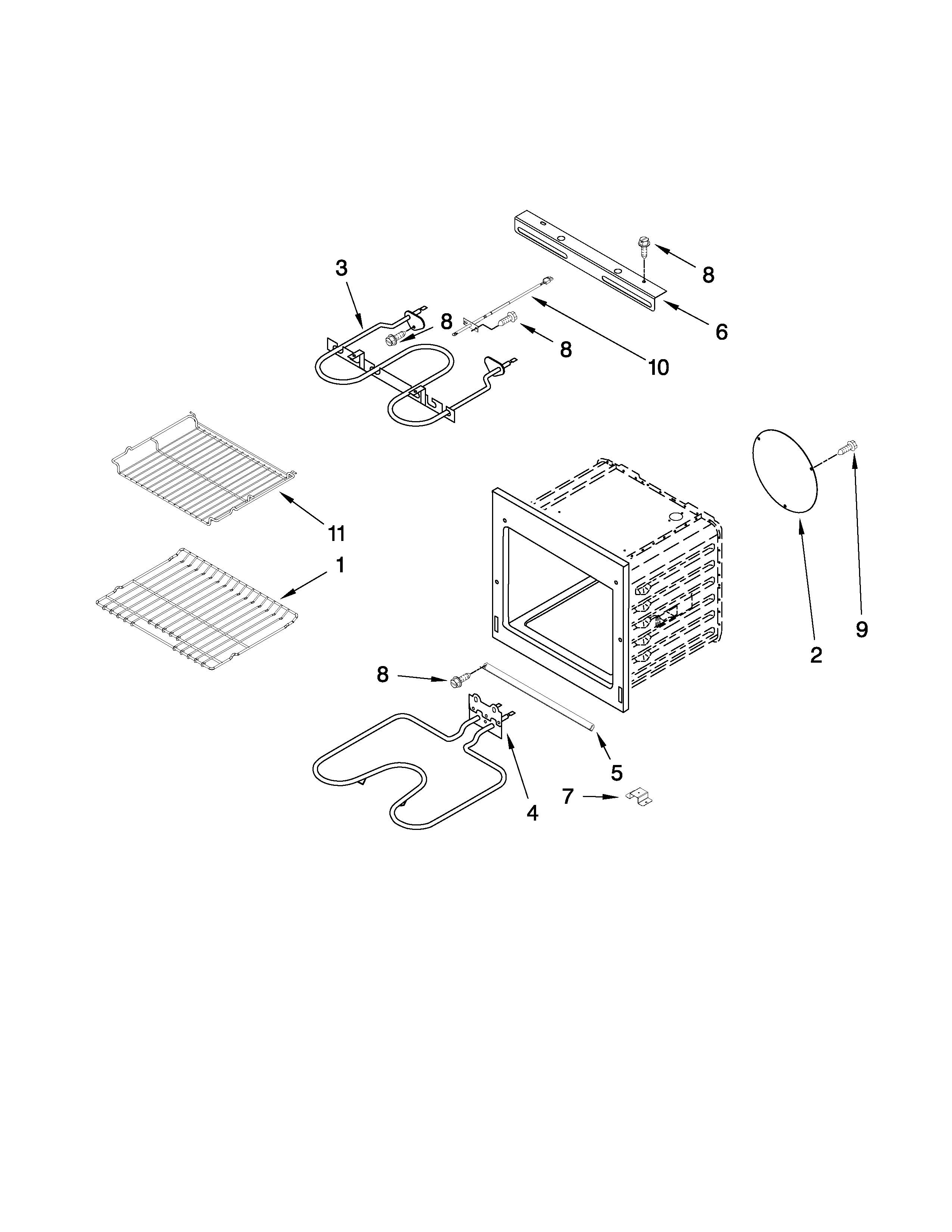 Jenn-Air JJW8530DDW29 internal oven parts diagram
