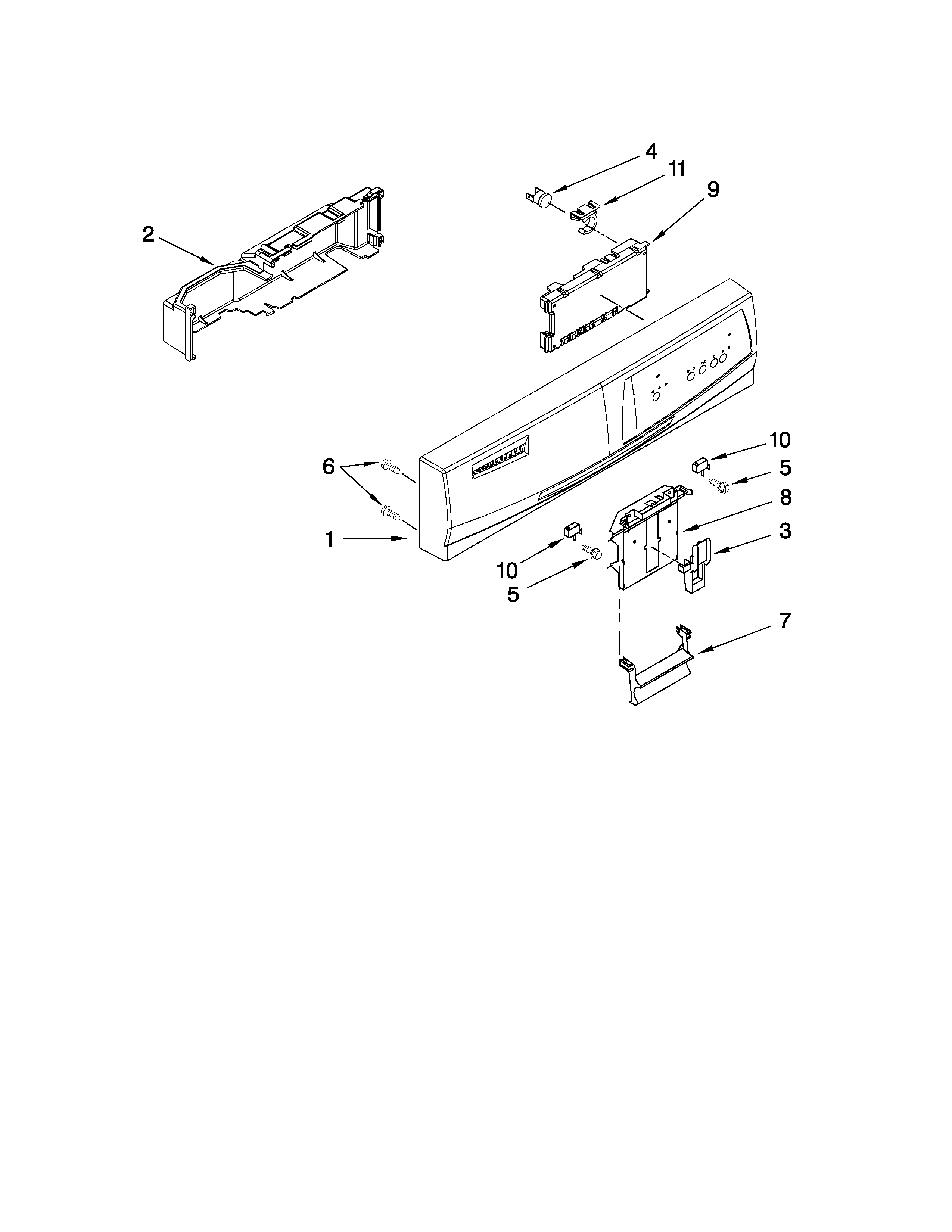 Whirlpool DU1030XTXS0 control panel parts diagram