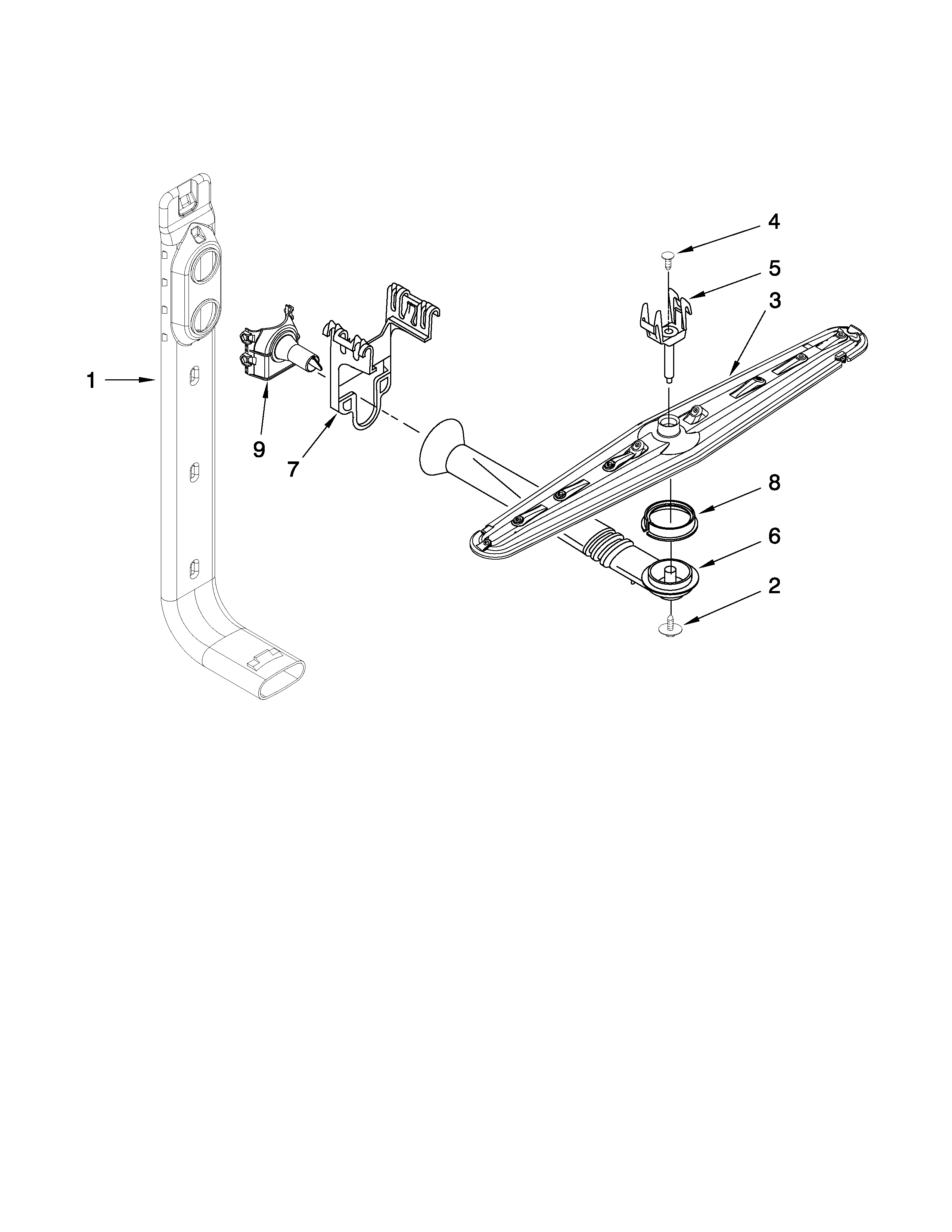 Whirlpool DU1030XTXS0 upper wash and rinse parts diagram
