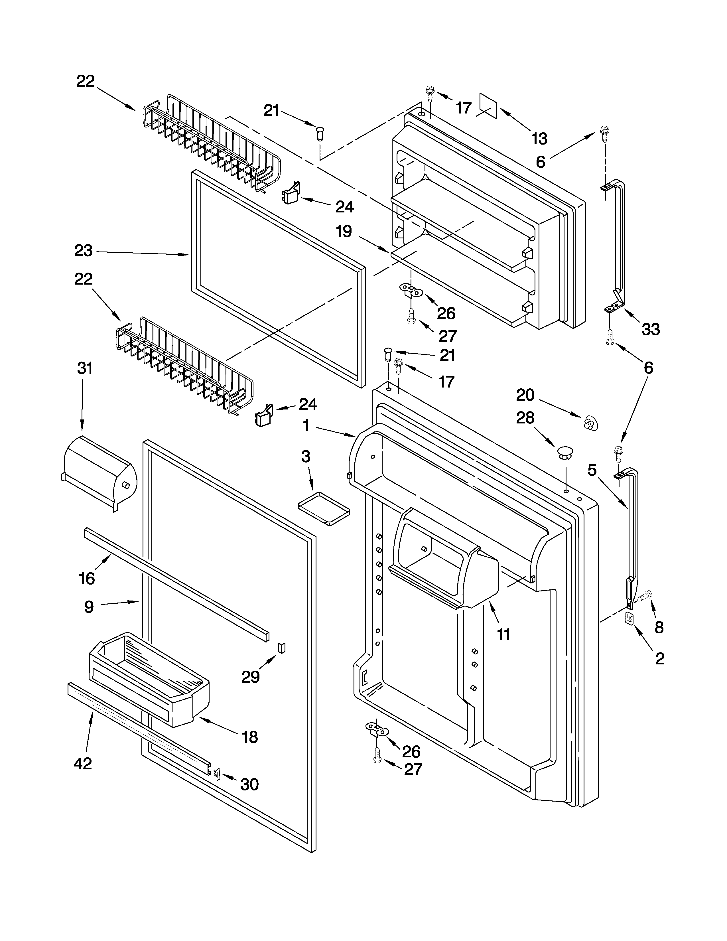 Whirlpool 8GT2FTKXSS03 door parts diagram