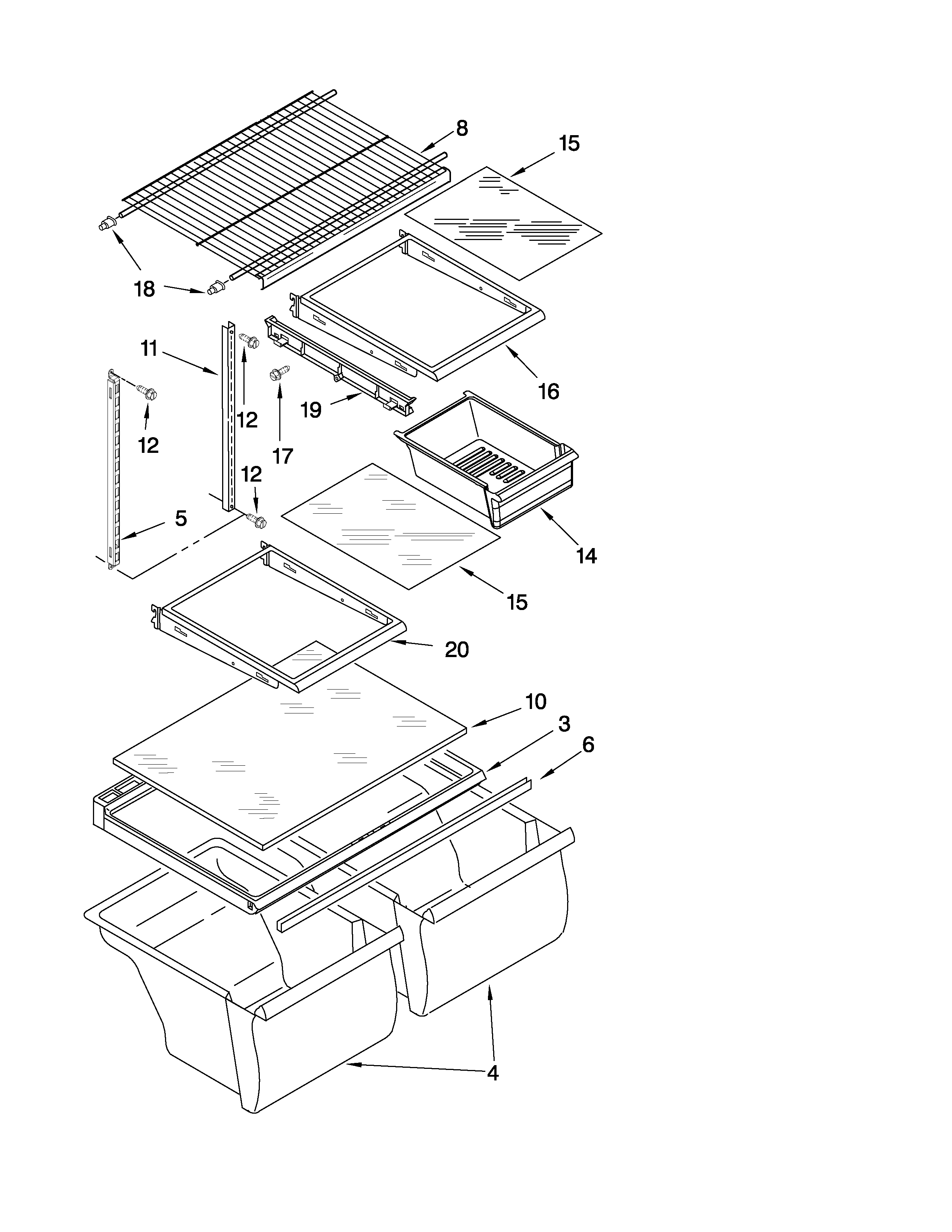 Whirlpool 8GT2FTKXSS03 shelf parts diagram