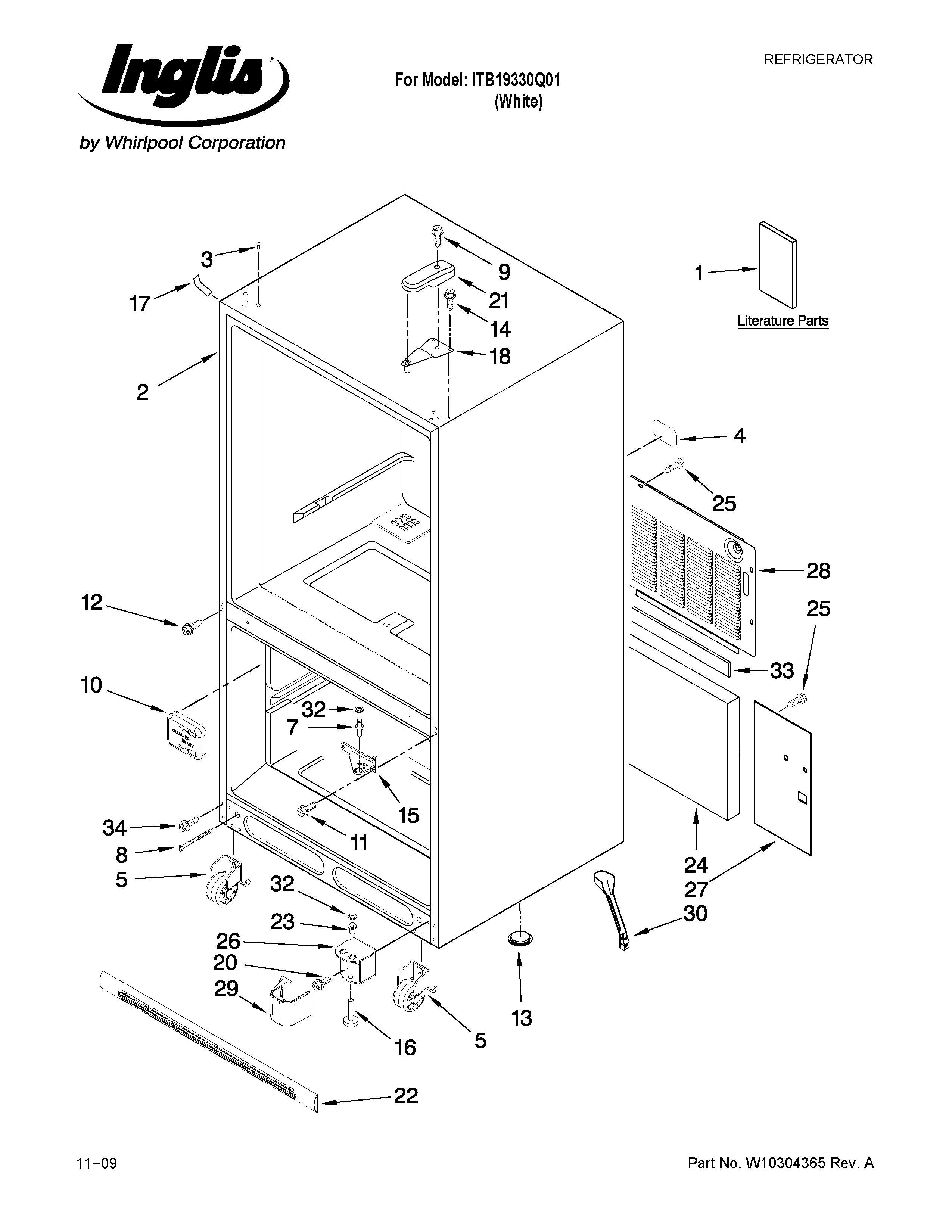 Inglis ITB19330Q01 cabinet parts diagram
