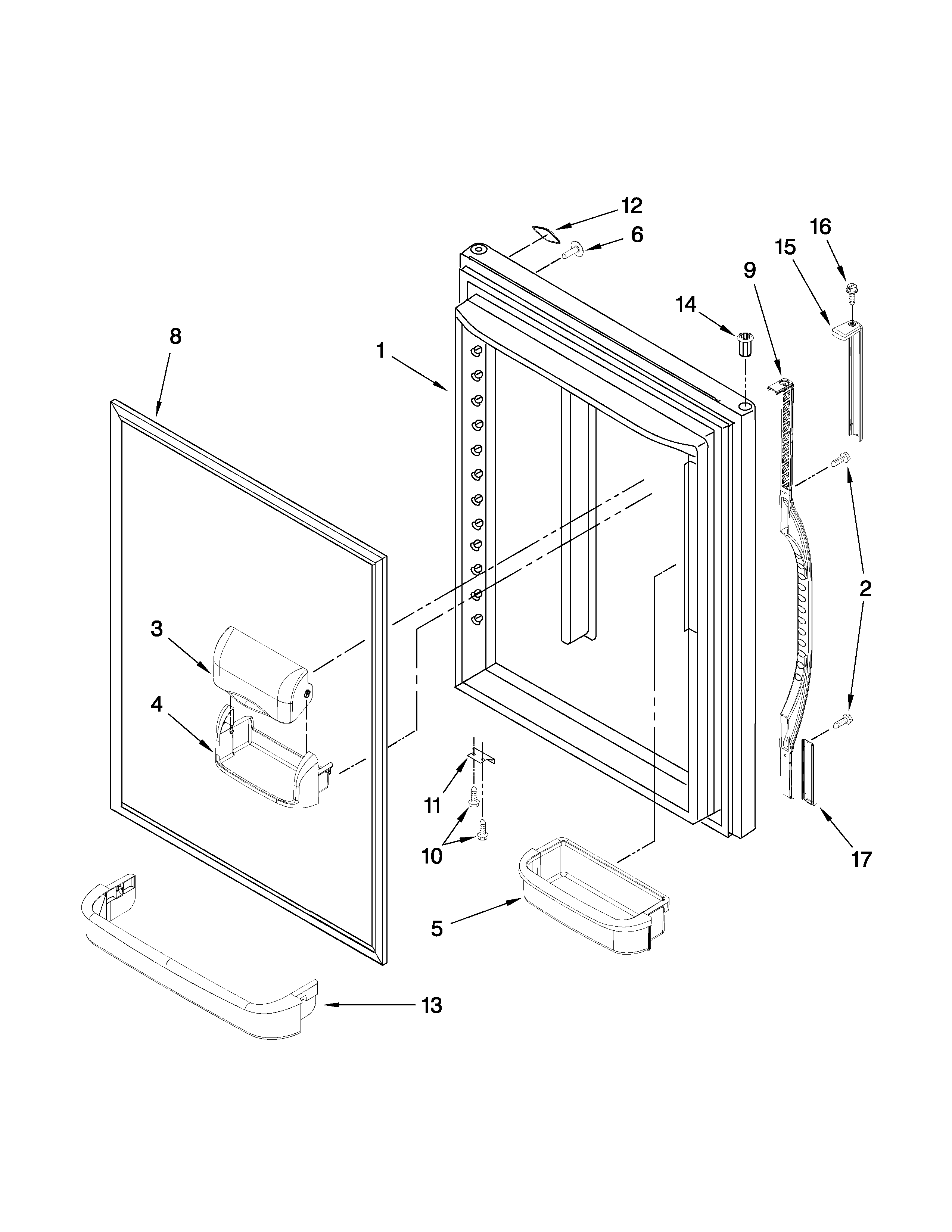Inglis ITB19330Q01 refrigerator door parts diagram