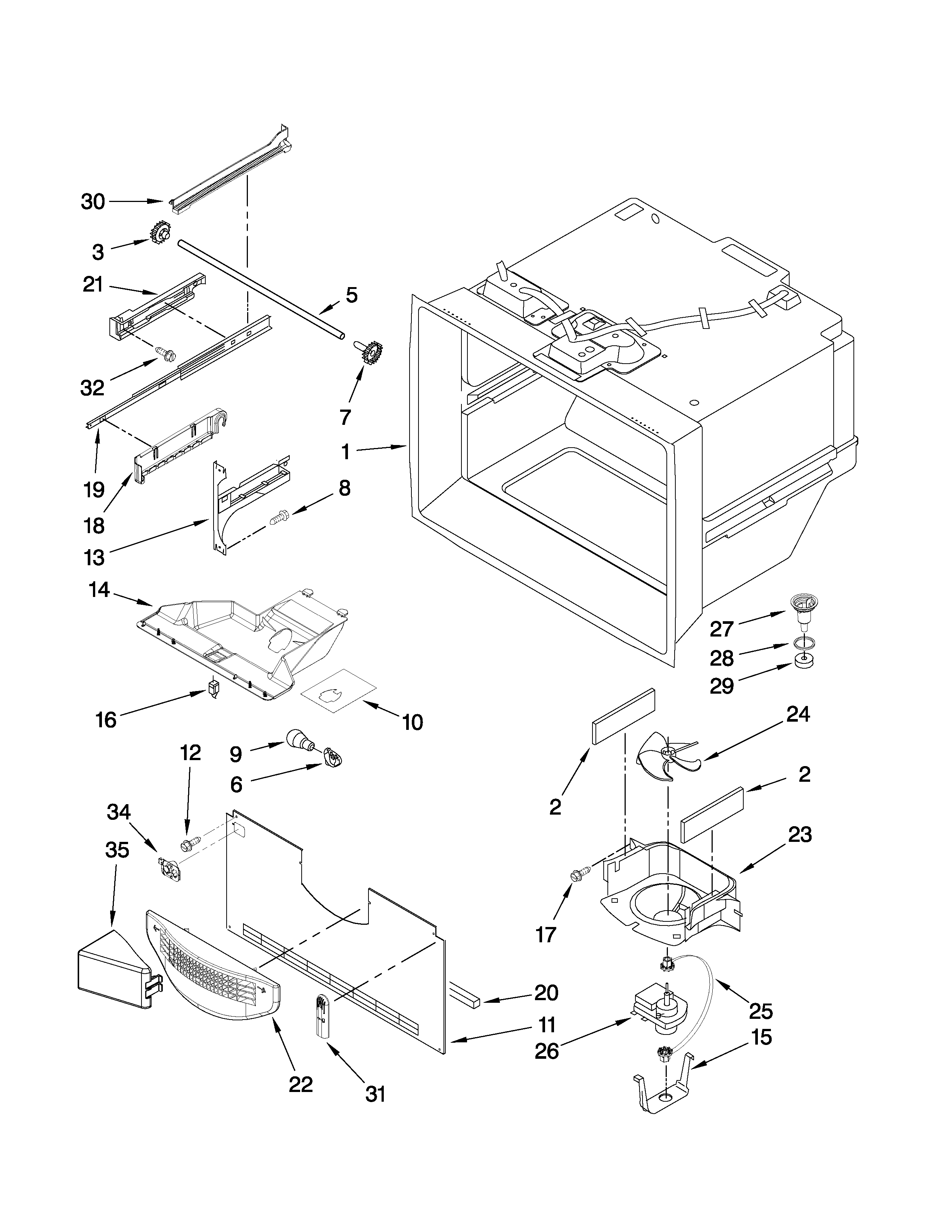 KitchenAid KBLS20EVMS3 freezer liner parts diagram