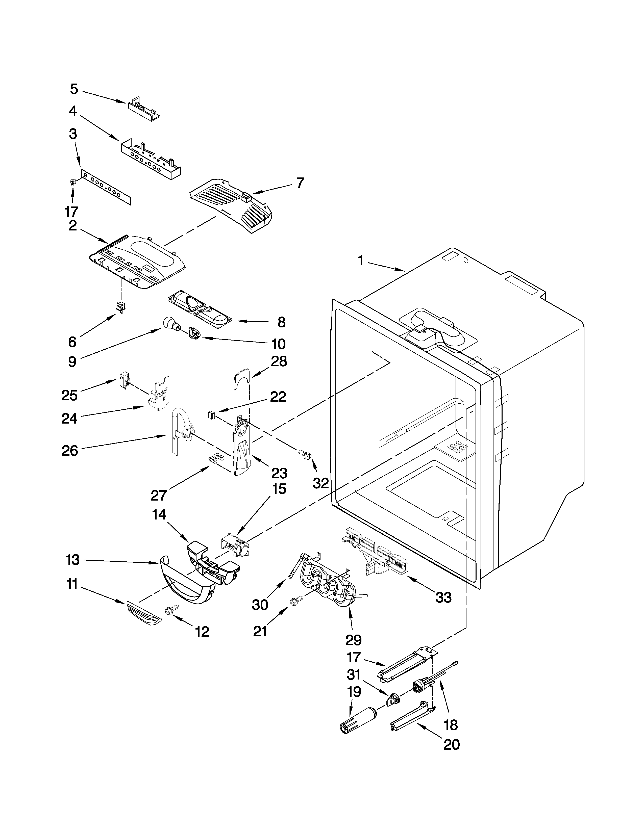 KitchenAid KBRS20EVWH2 refrigerator liner parts diagram