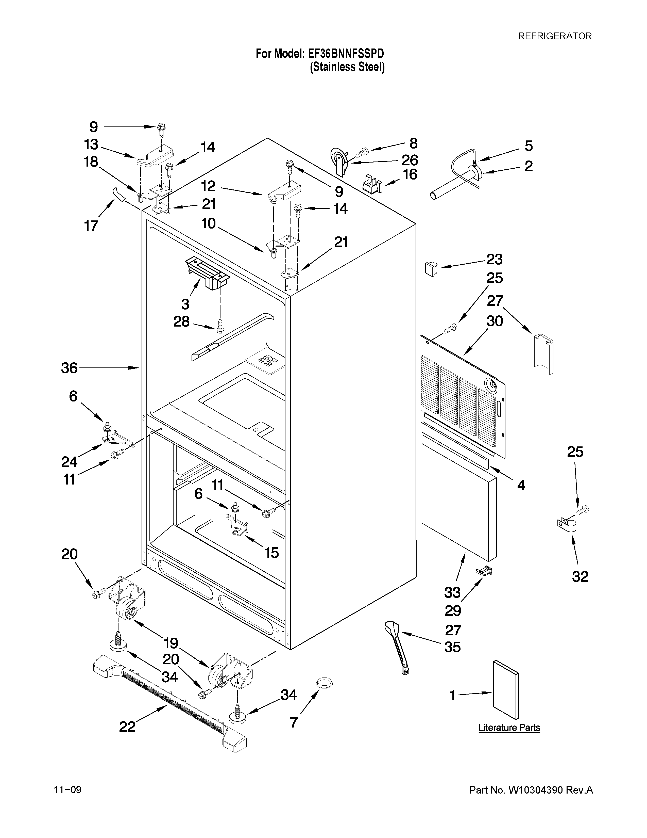 Dacor EF36BNNFSSPD cabinet parts diagram