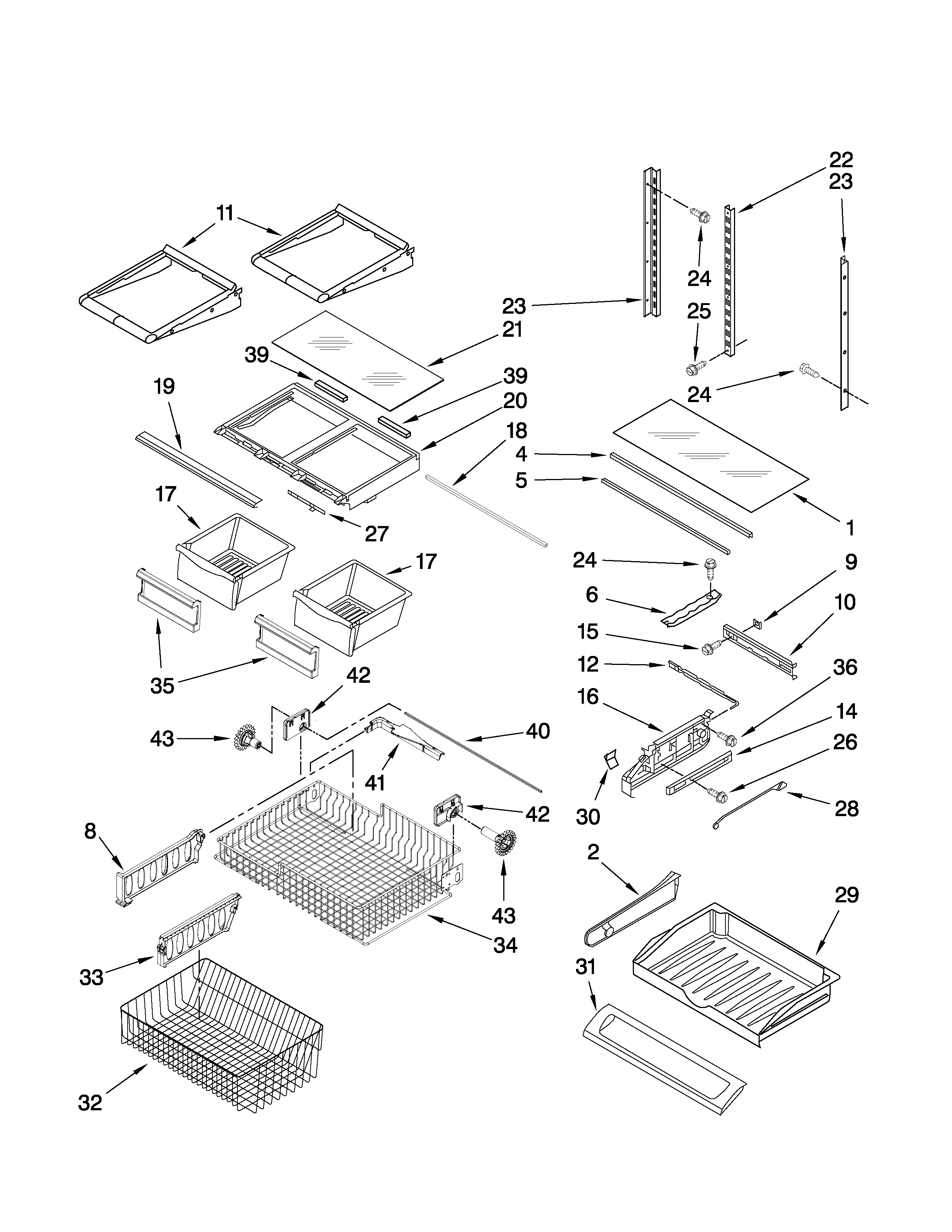 Dacor EF36BNNFSSPD shelf parts diagram