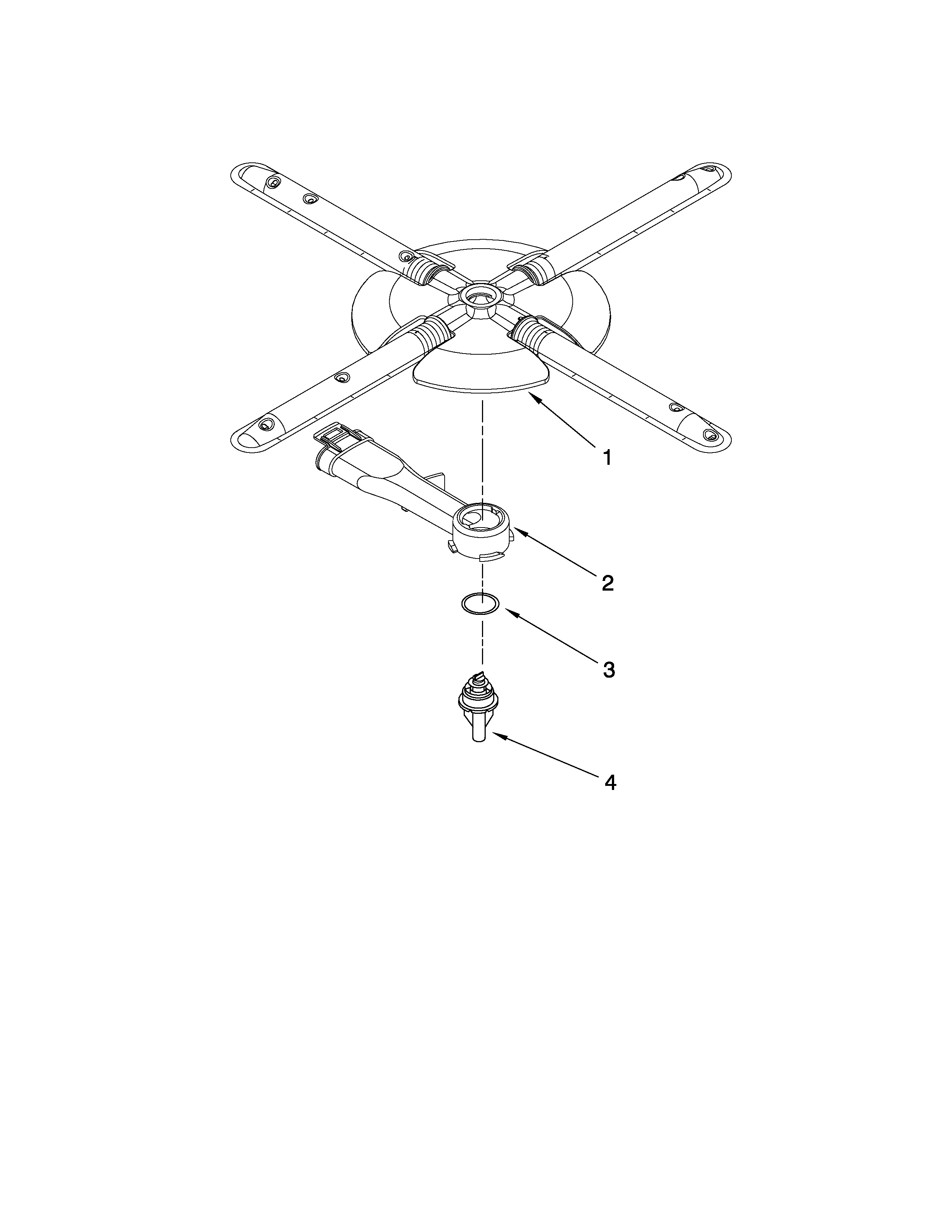 KitchenAid KUDS40FVBL3 lower washarm and strainer parts diagram