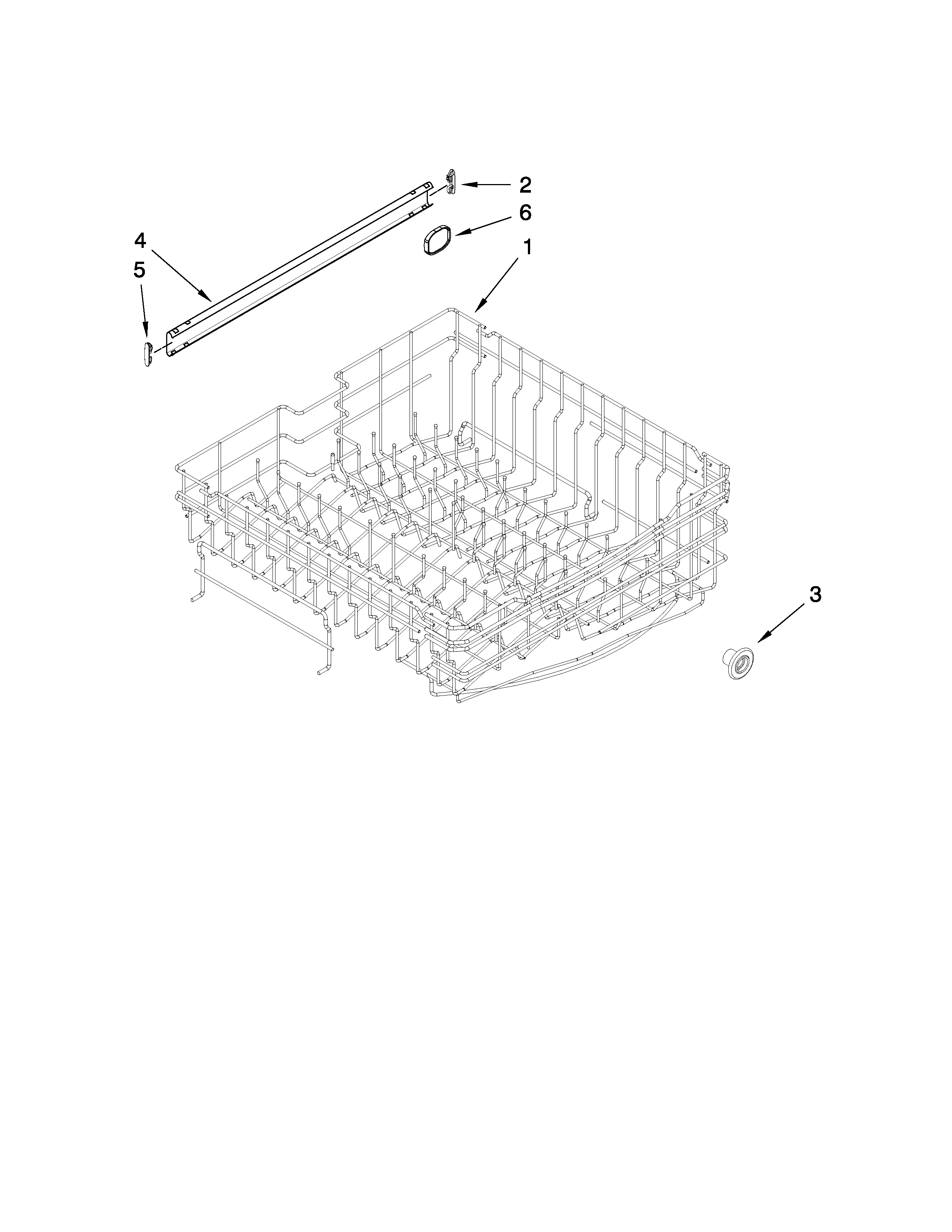 Amana ADB1600AWD0 upper rack and track parts diagram