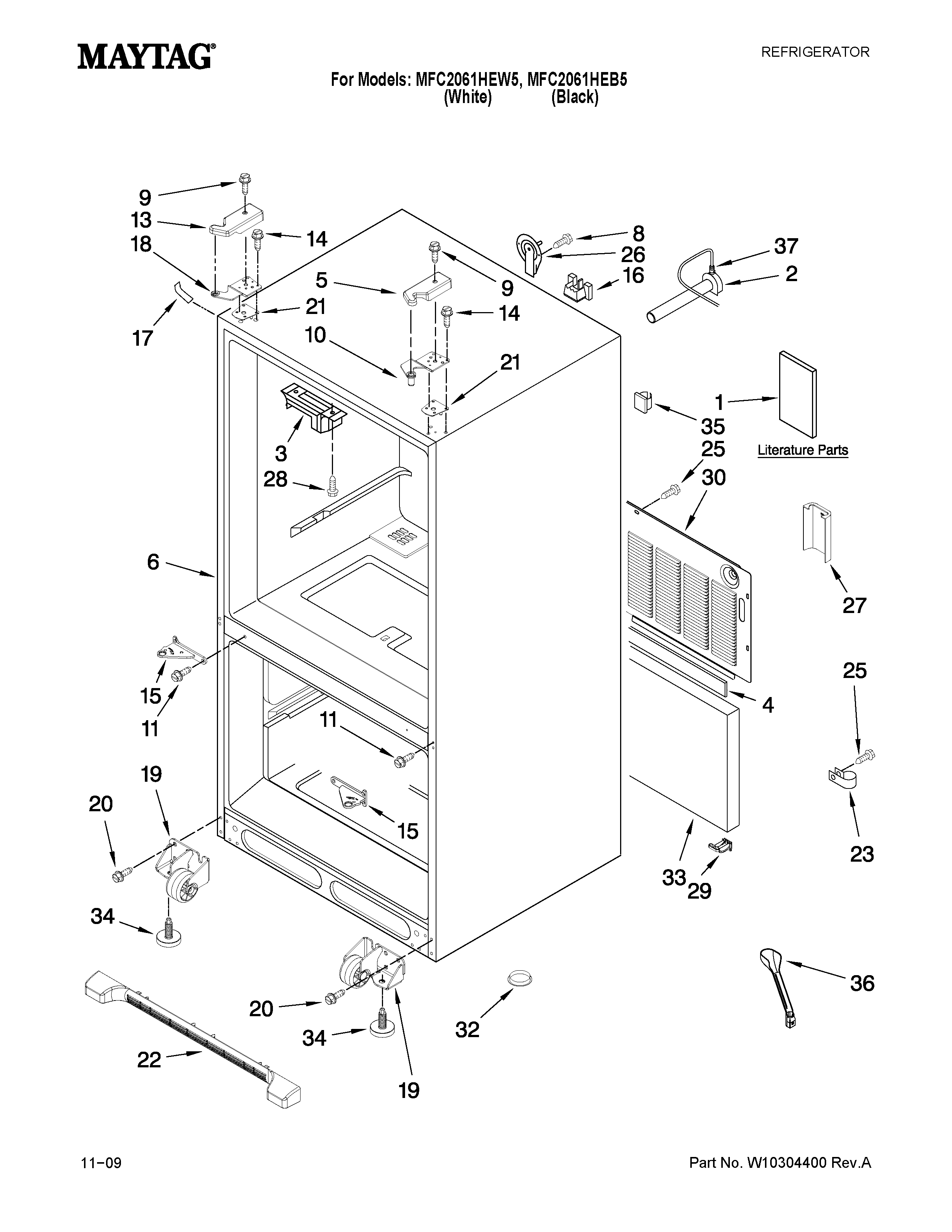 Maytag MFC2061HEB5 cabinet parts diagram