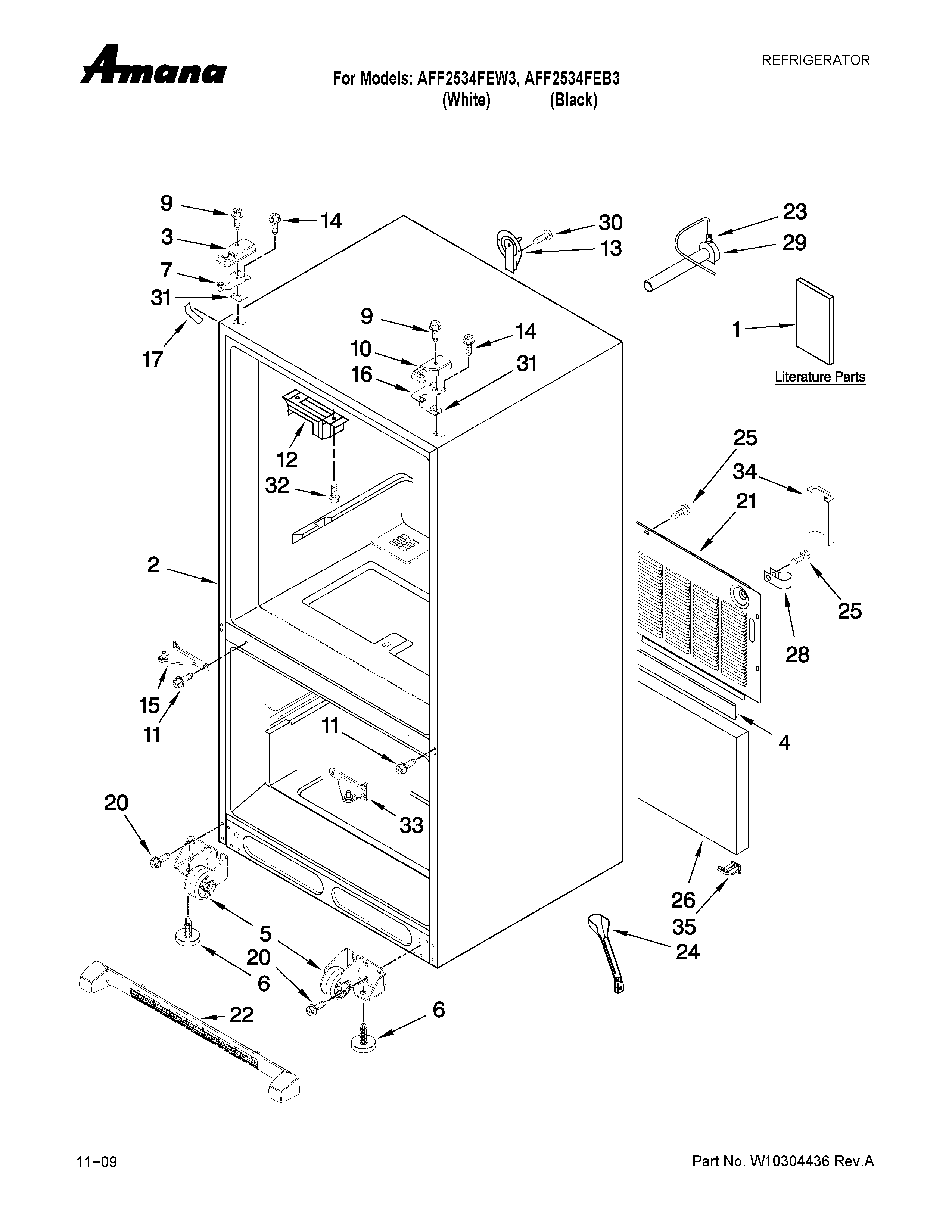 Amana AFF2534FEB3 cabinet parts diagram