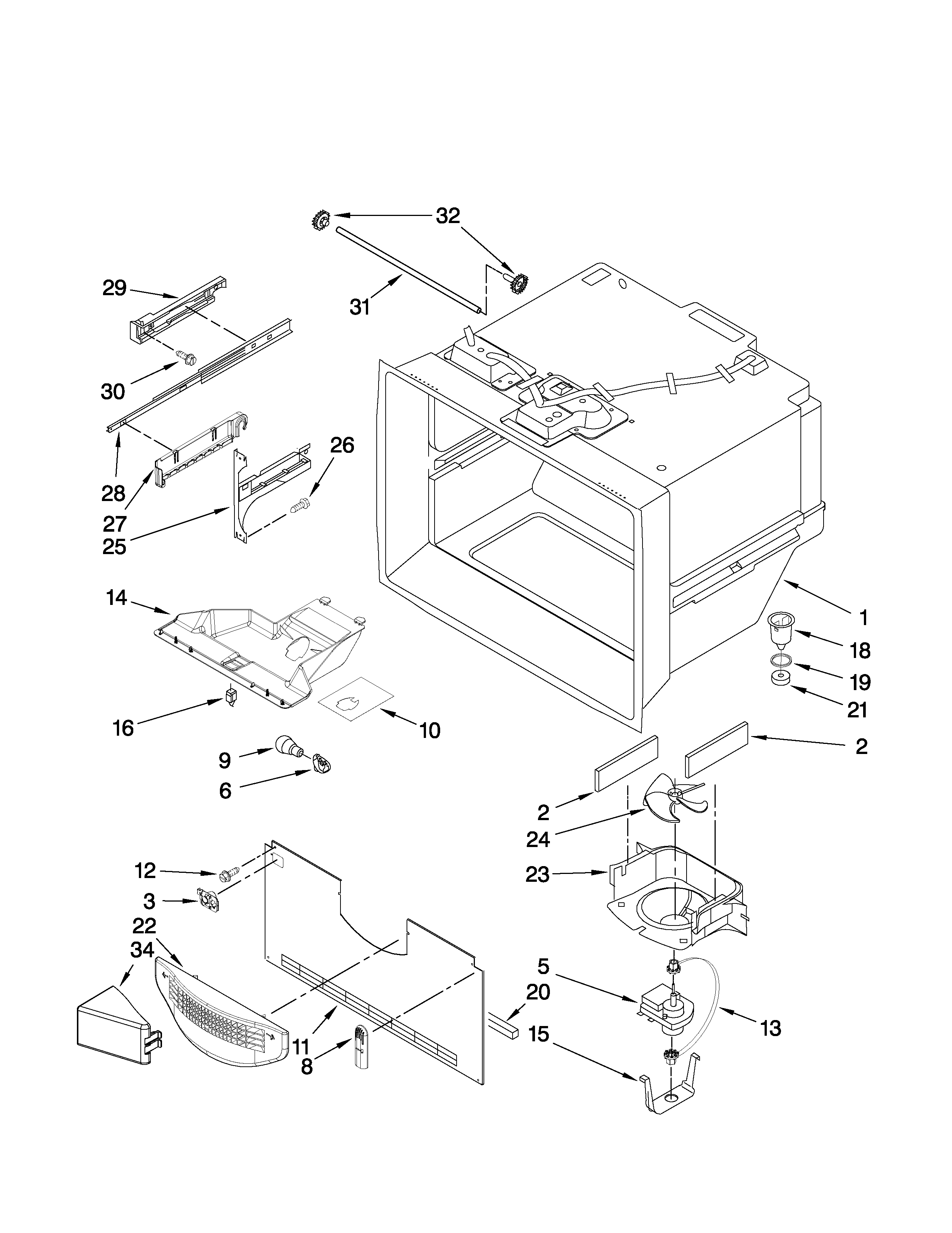 Amana AFF2534FEB3 freezer liner parts diagram