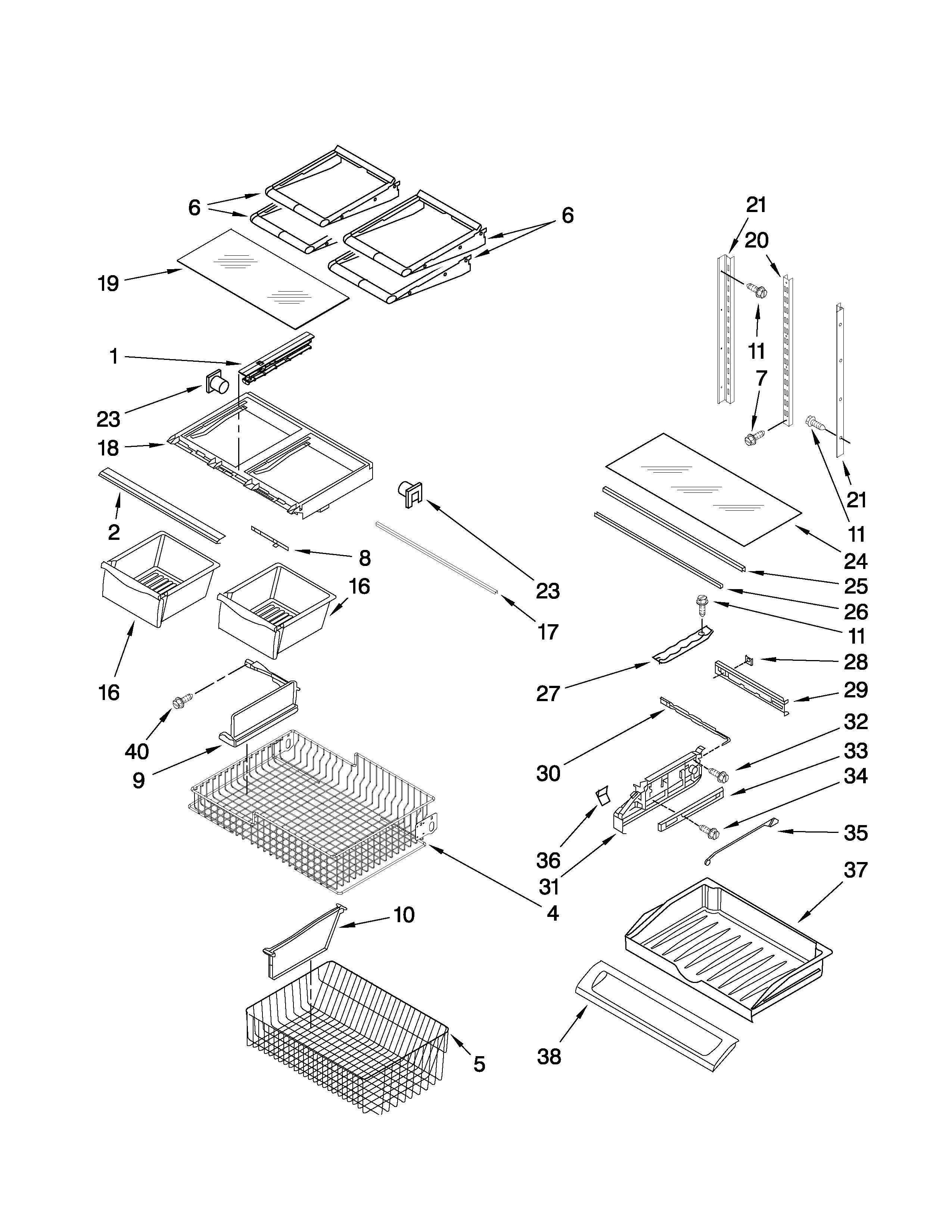 Amana AFF2534FEB3 shelf parts diagram