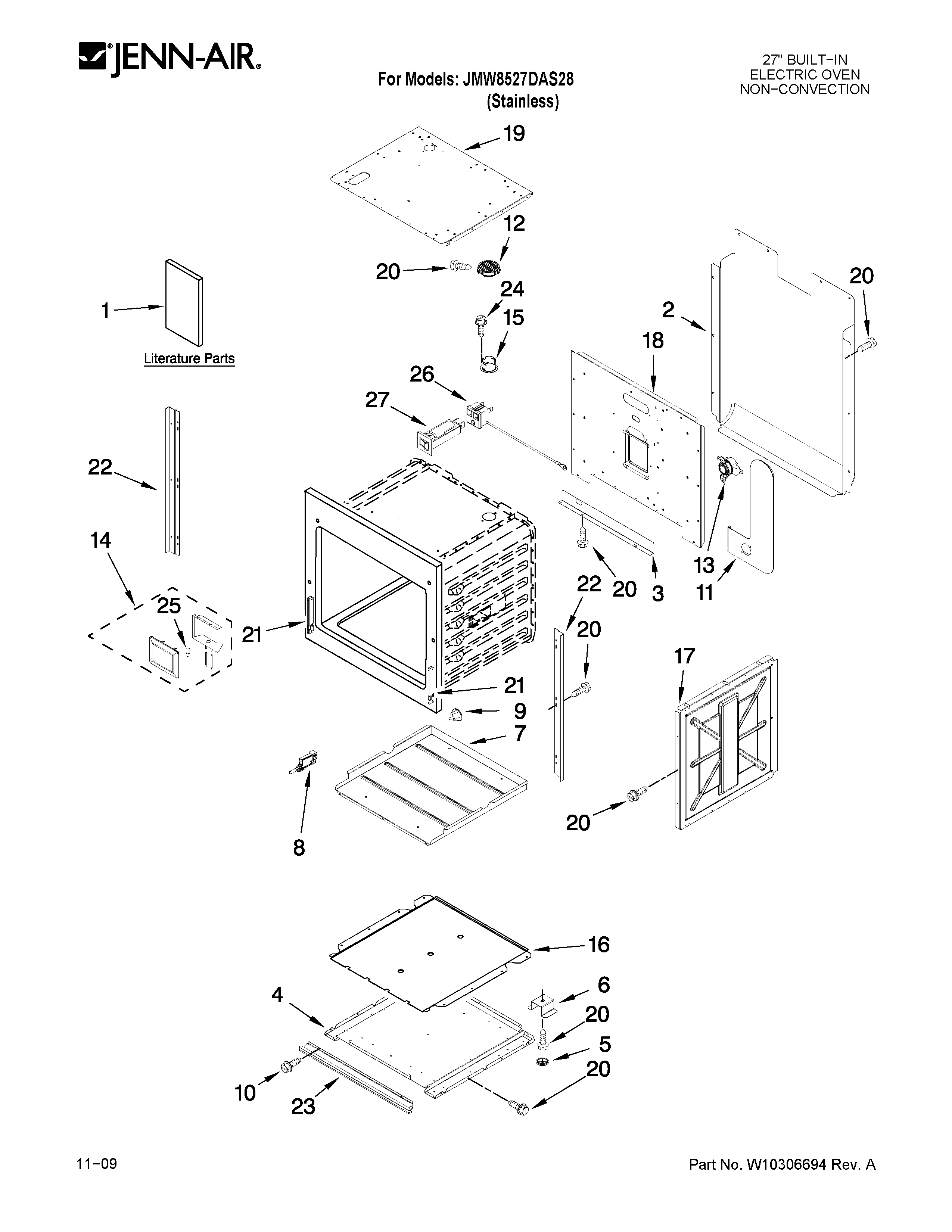 Jenn-Air JMW8527DAS28 oven parts diagram