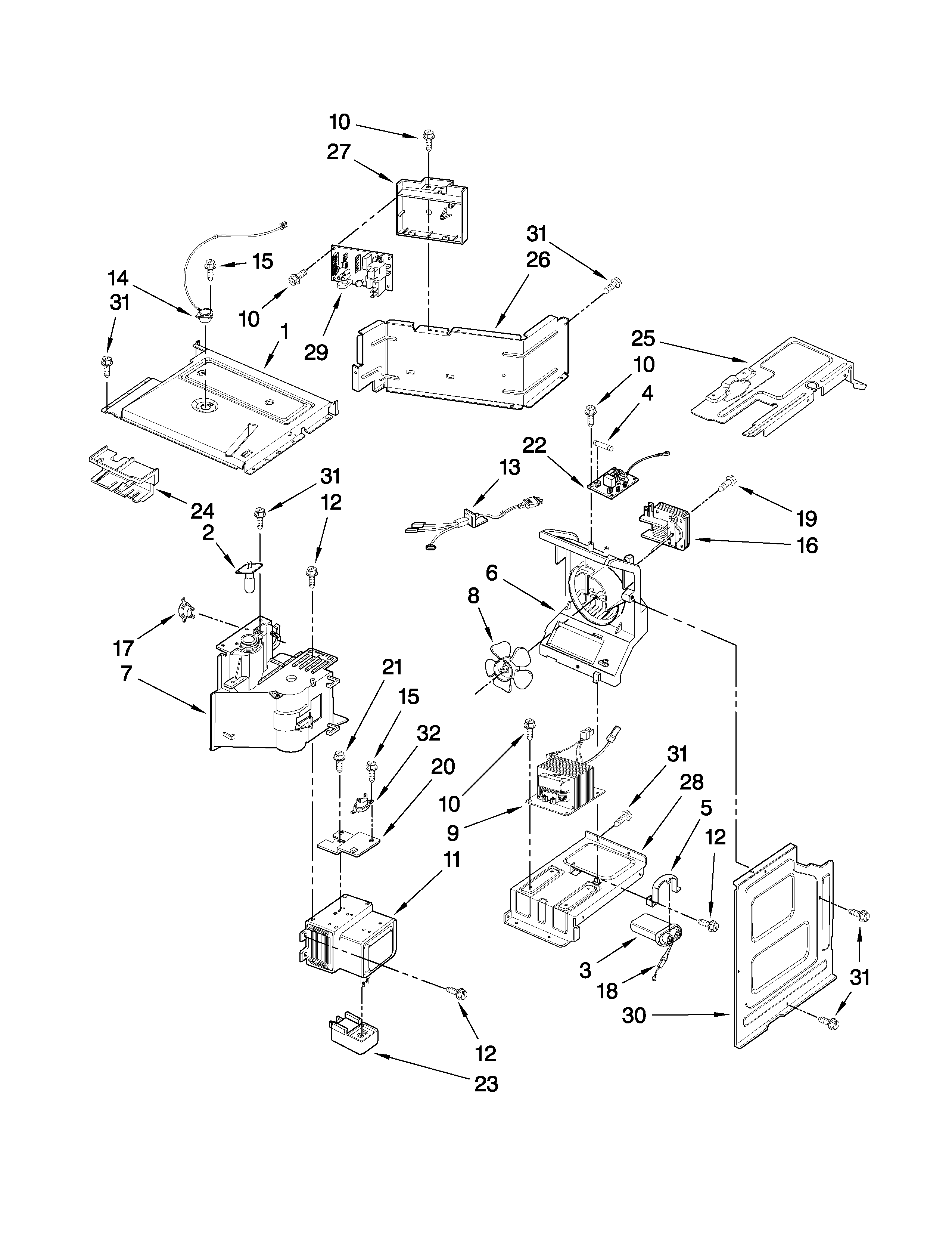 Jenn-Air JMW8527DAW27 oven interior parts diagram