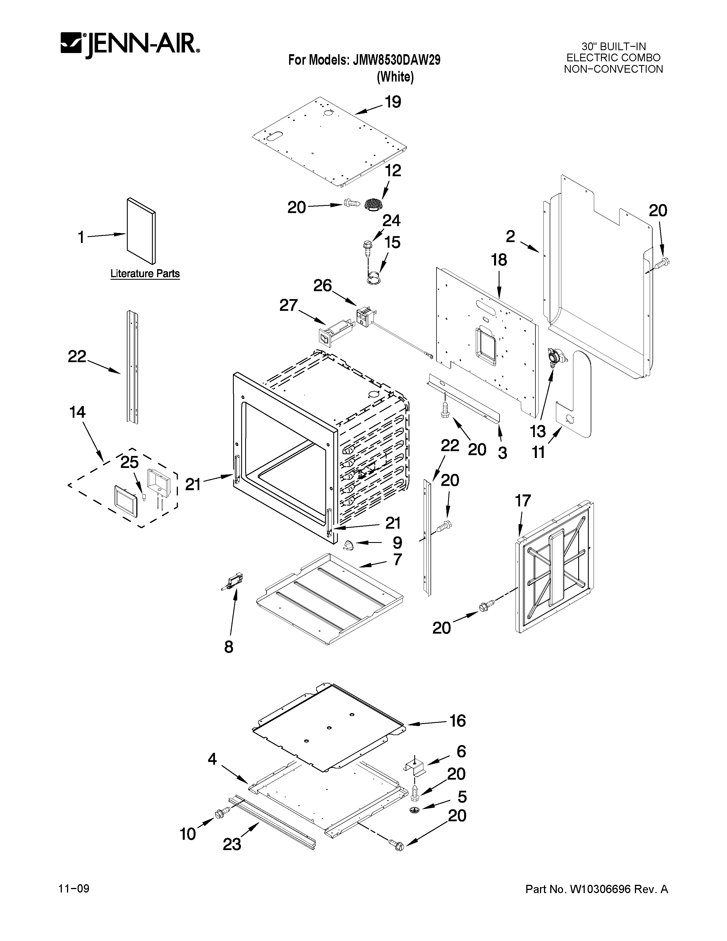 Jenn-Air JMW8530DAW29 oven parts diagram