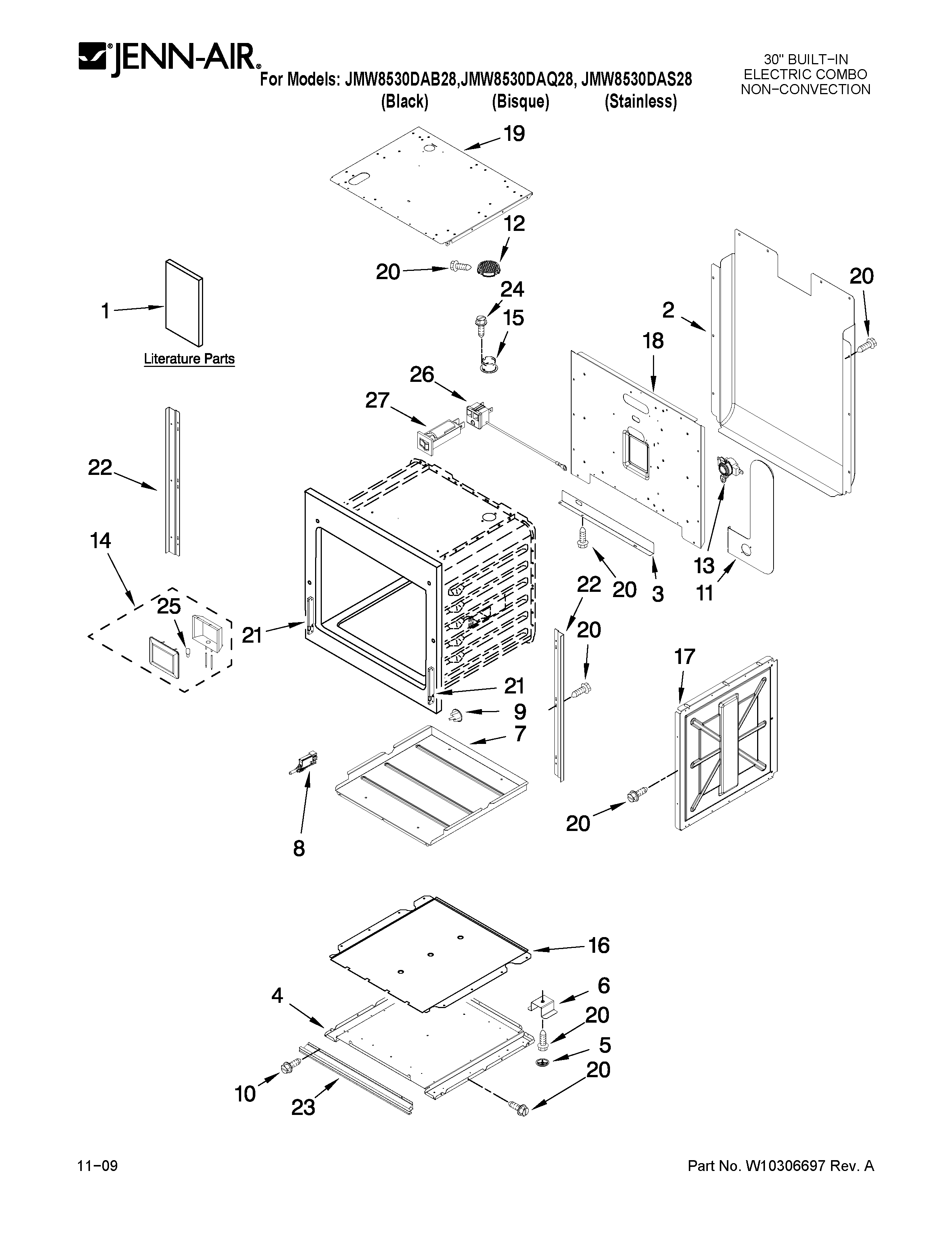 Jenn-Air JMW8530DAB28 oven parts diagram