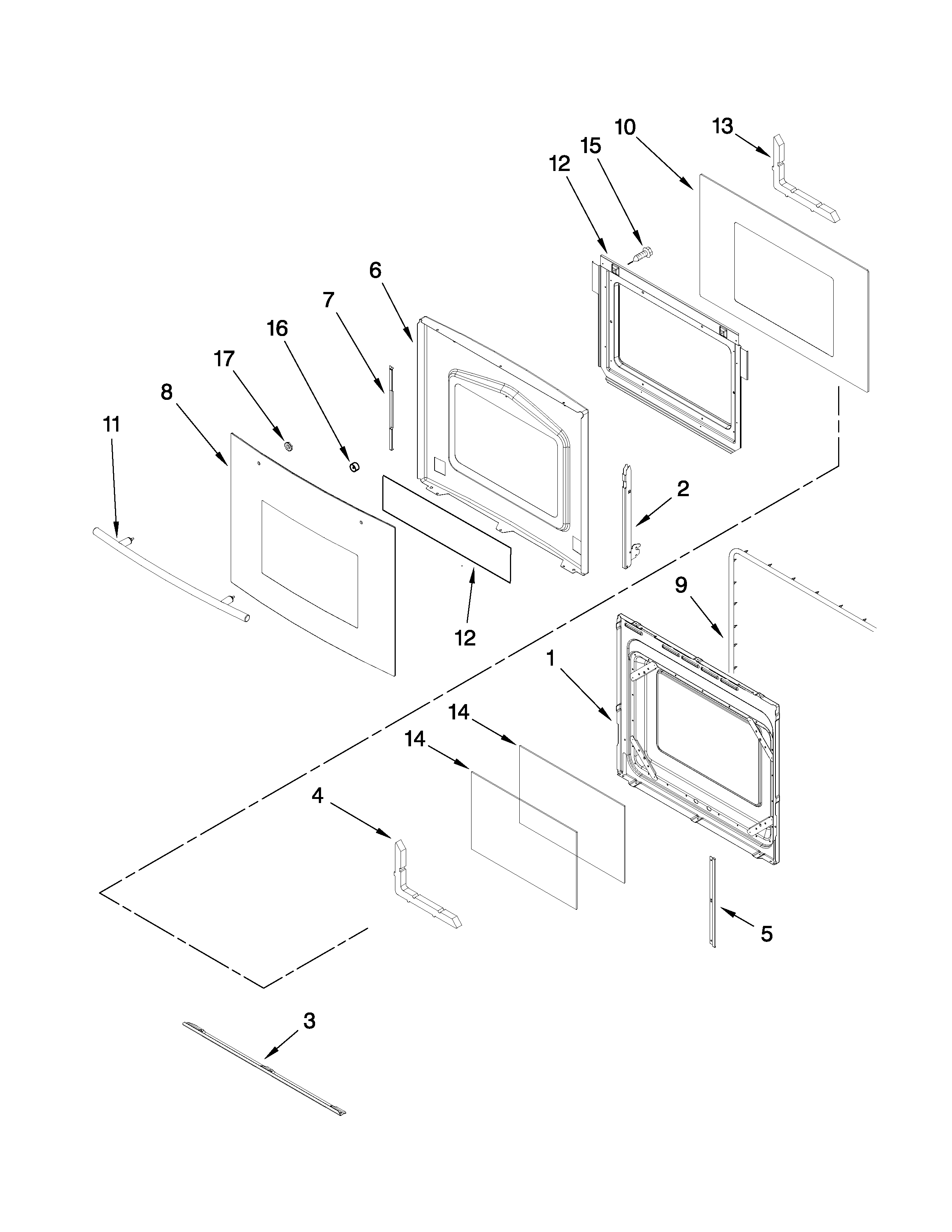 Jenn-Air JMW9530DAB29 oven door parts diagram