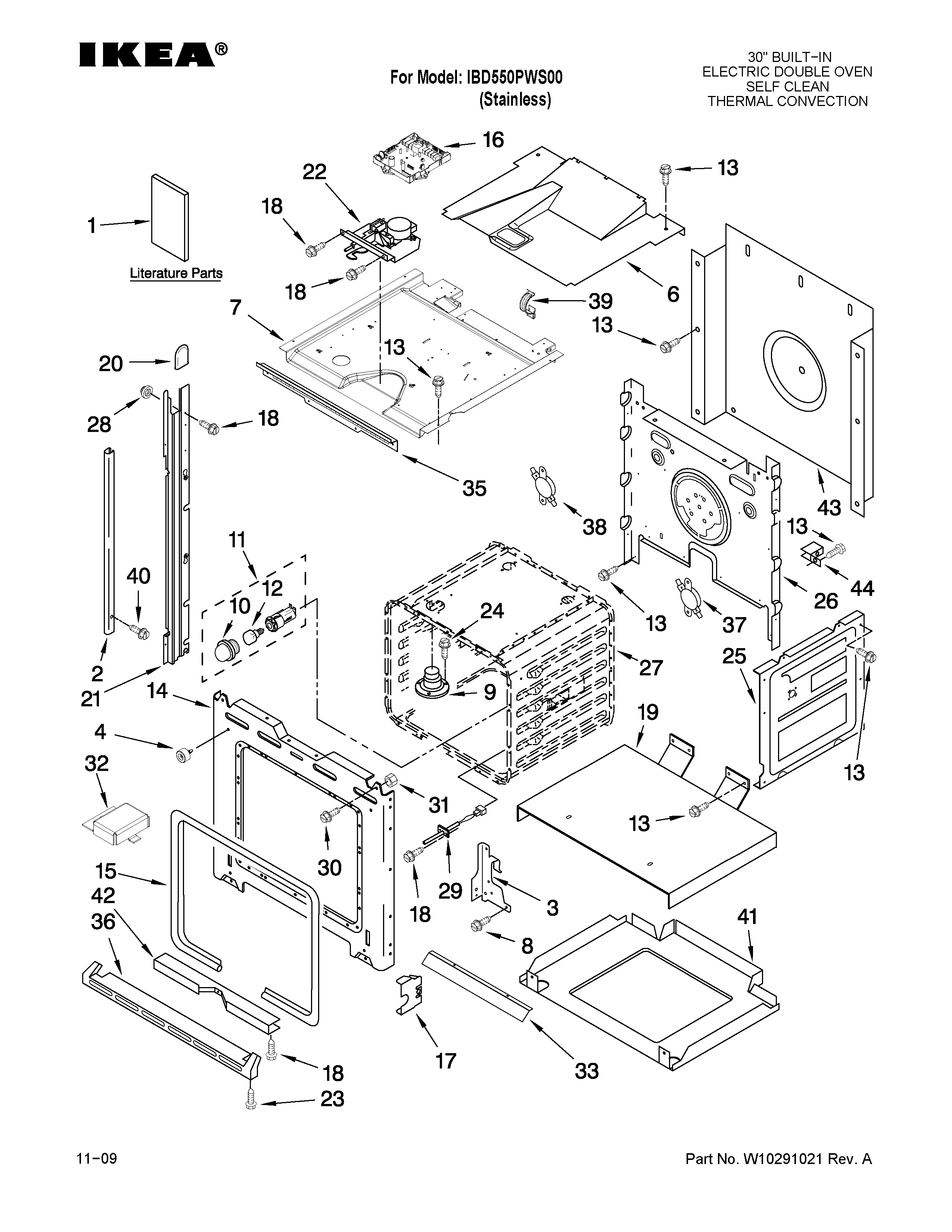 Ikea IBD550PWS00 oven parts diagram
