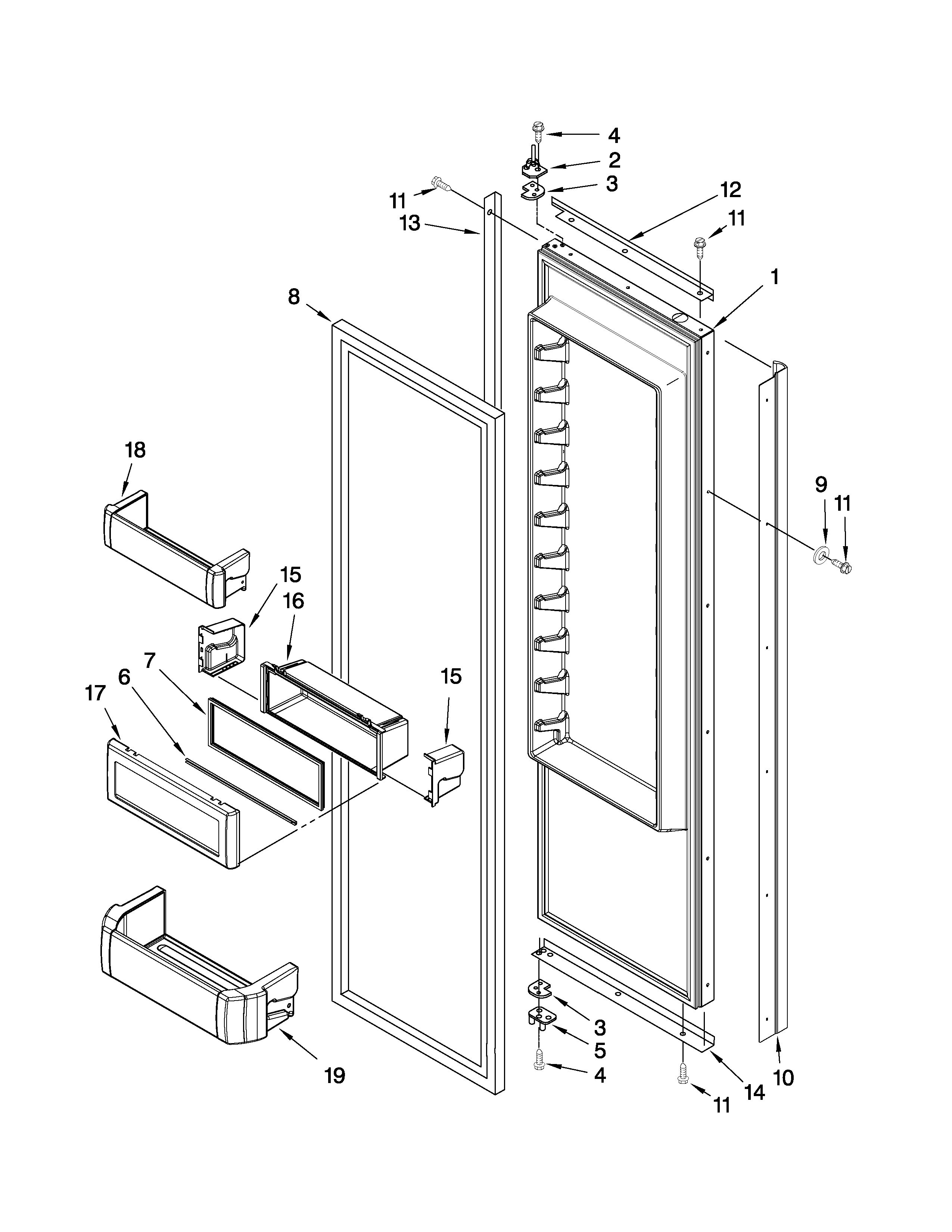 KitchenAid KSSS36FTX03 refrigerator door parts diagram