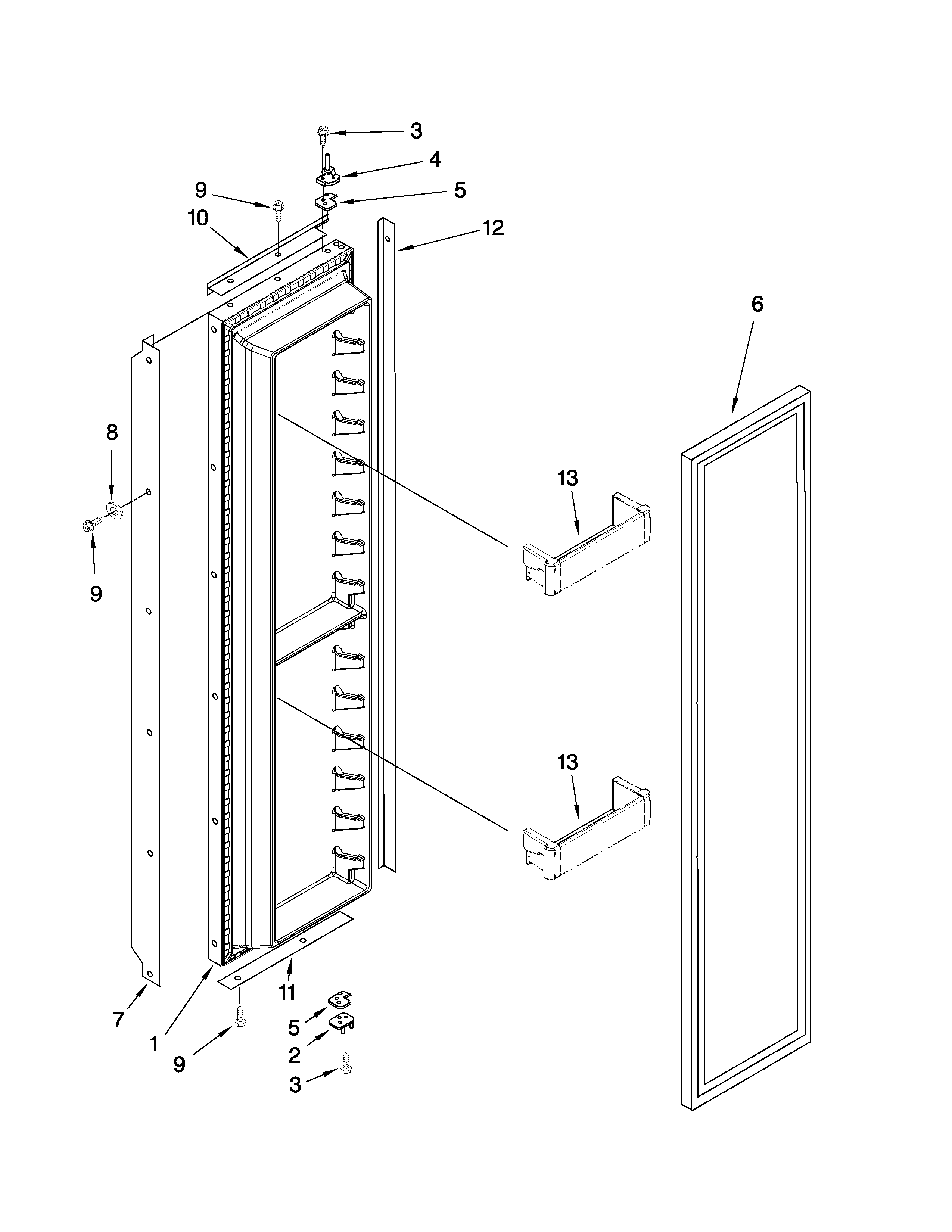 KitchenAid KSSS36FTX03 freezer door parts diagram
