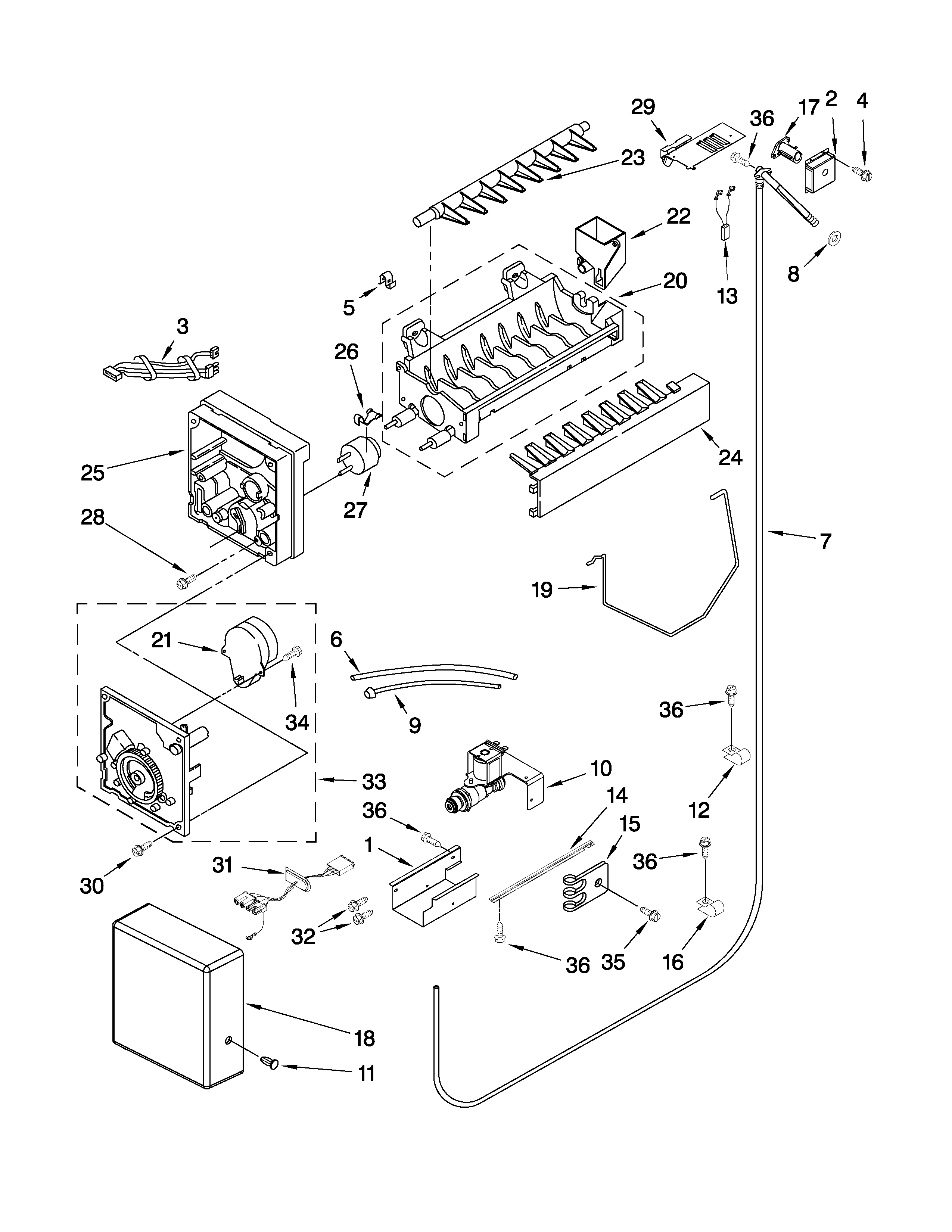 KitchenAid KSSS36FTX03 icemaker parts diagram