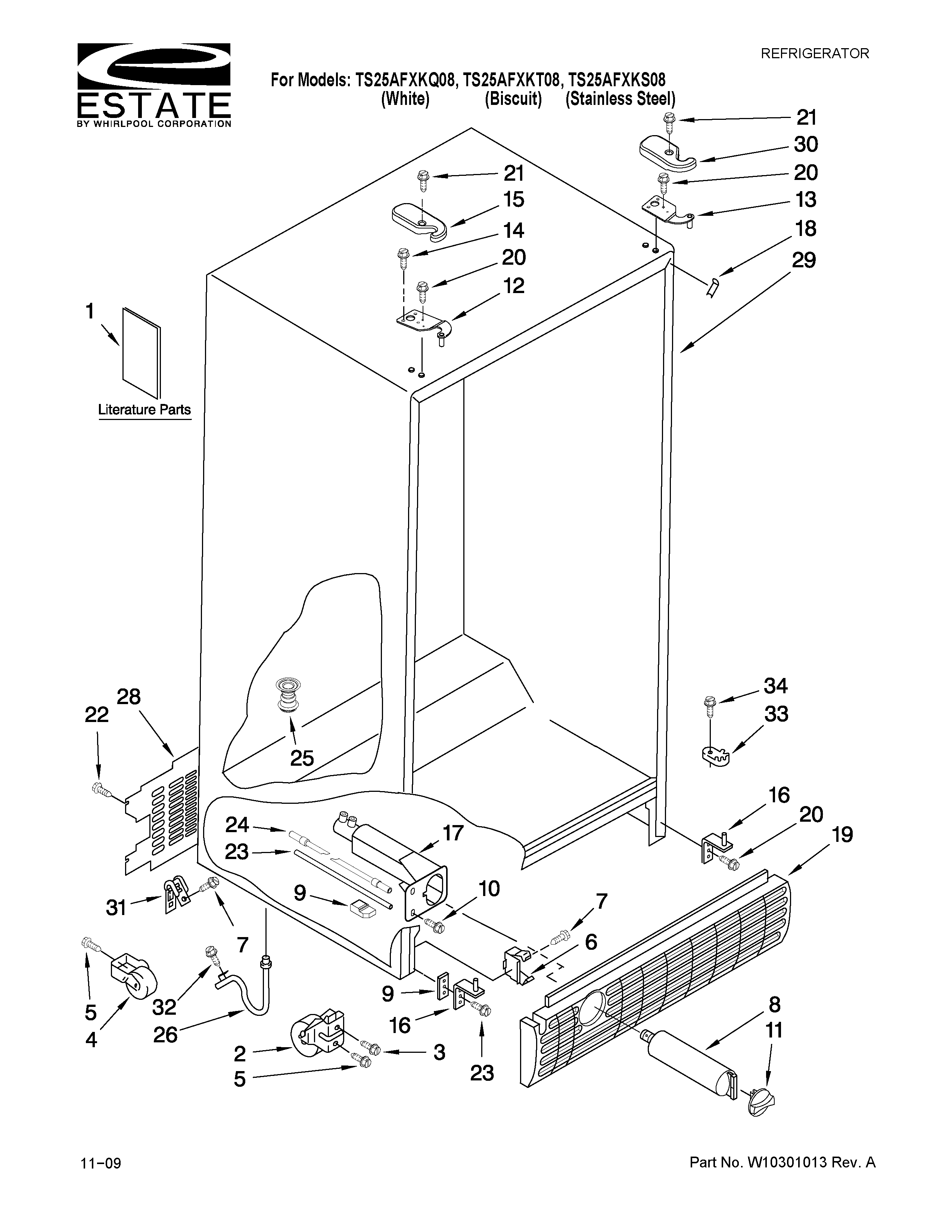 Estate TS25AFXKT08 cabinet parts diagram