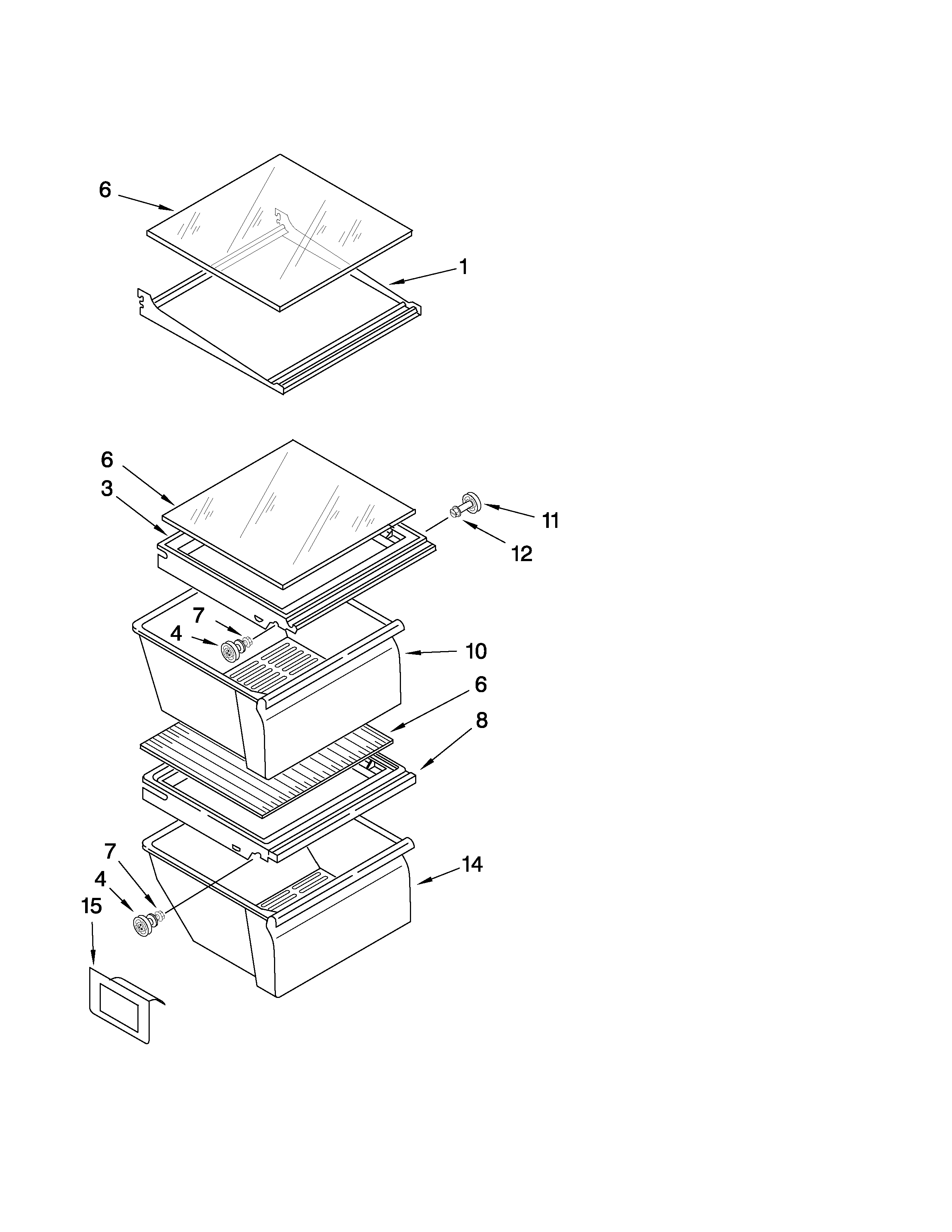 Estate TS25AFXKT08 refrigerator shelf parts diagram